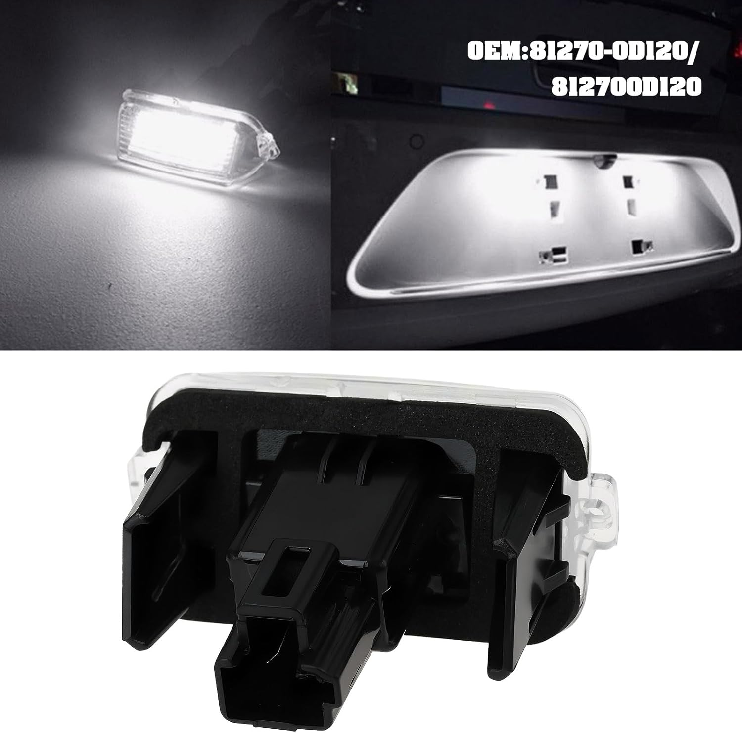 Be in Your Mind 2Pcs Number Plate Light 81270-0D120 812700D120 Compatible with Toyota Avensis Auris image number 4