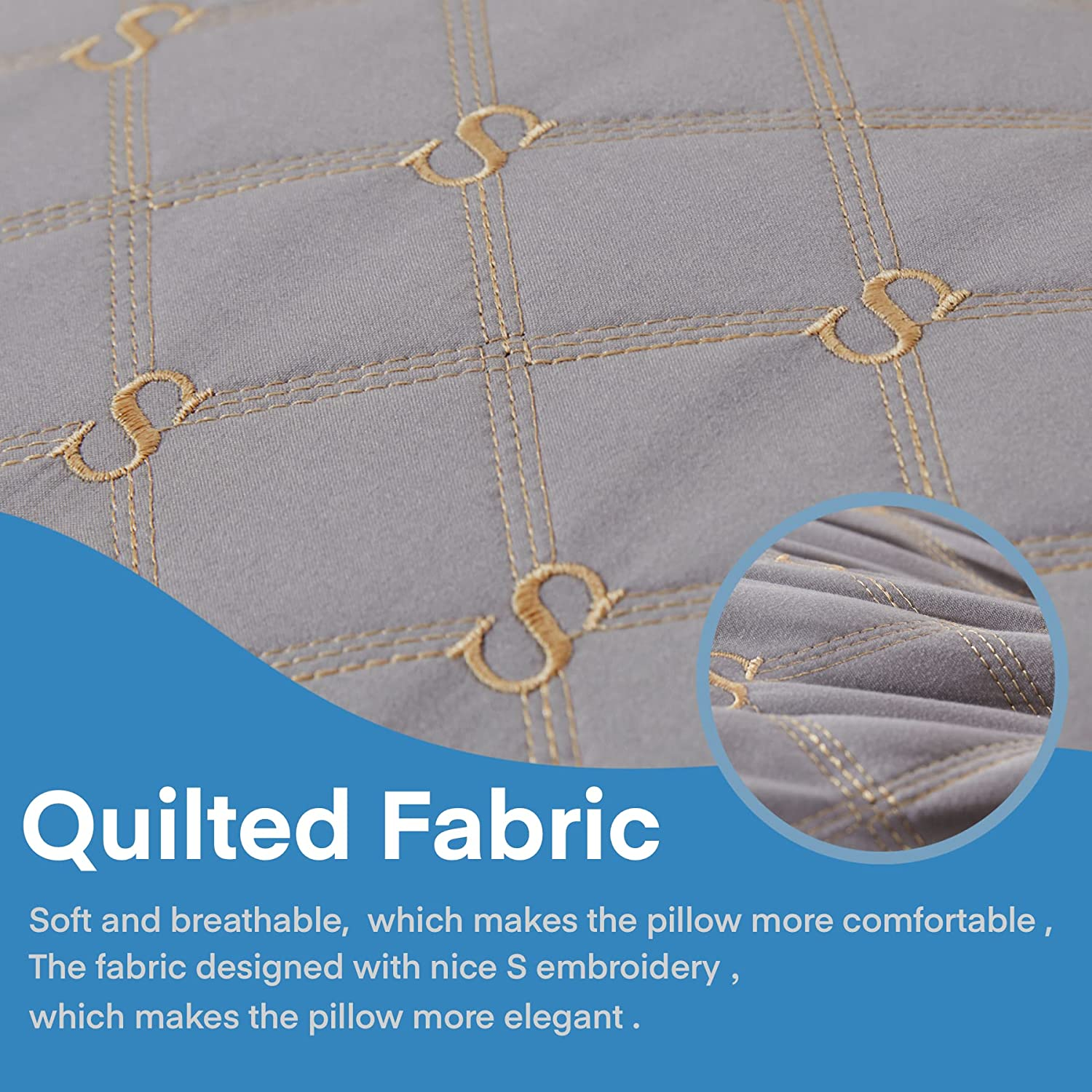 Siluvia Body Pillow for Adults-Premium Adjustable Loft Quilted- Hypoallergenic Fluffy - Quality Plush - down Alternative Pillow (Gray-Lightgray, 21&rdquo;X54&ldquo;) image number 2