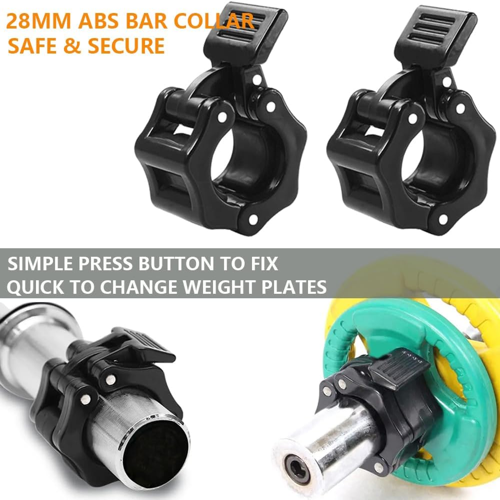 Barbell Clamps, Stainless Steel Spring Collar Clips and ABS Locking Barbell Collar, Pack of 4 Exercise Collars Quick Release Fitness Bar Clips Weight Lifting Dumbbell Weight Bar Clamps - 28Mm image number 6