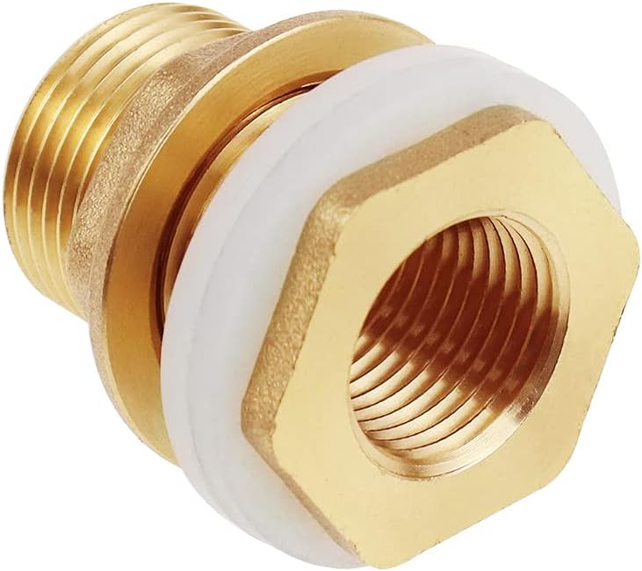 2 Pieces Water Tank Connector 3/4 Inch Premium Brass Rain Barrel Feed-Through + 2X Rubber Seals Ra-In Barrel Connector Water Butt Grommet for Rain Barrel Wa-Ter Butt Barrel image number 6