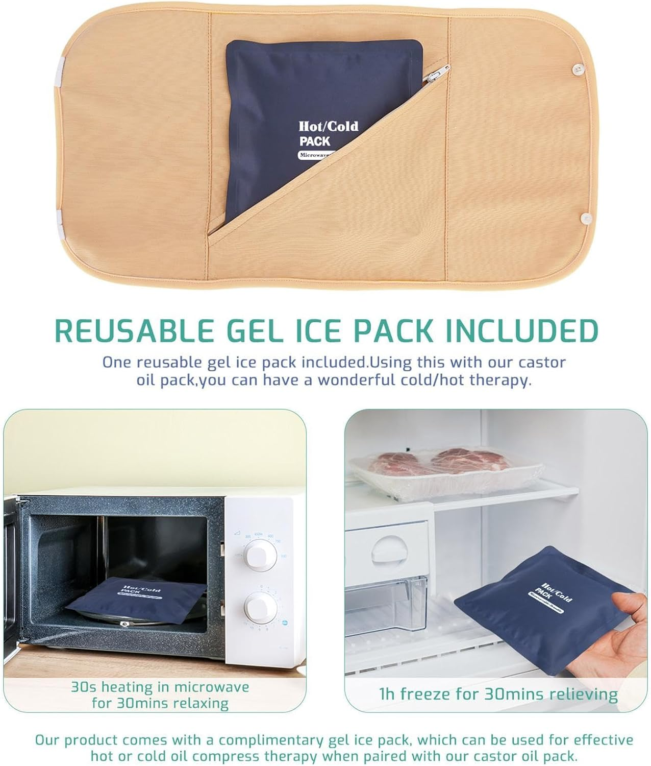 Castor Oil Wrap for Stomach - Castor Essential Oil Wrap | Castor Oil Wrap for Liver Kit Less Mess Reusable Sleep Comfort Fit Organ image number 5