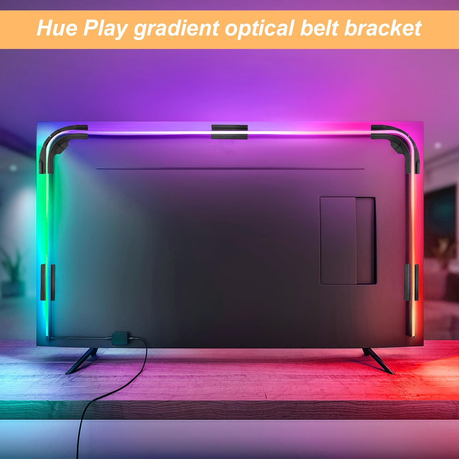 Choonjin Brackets Set for Philips Hue Play Gradient Light Strip, Hue Light Strip Brackets Kit, Long-Wearing Led Strip Mounting Clips Holder Set, for Flat and Non Flat Back of TV image number 4