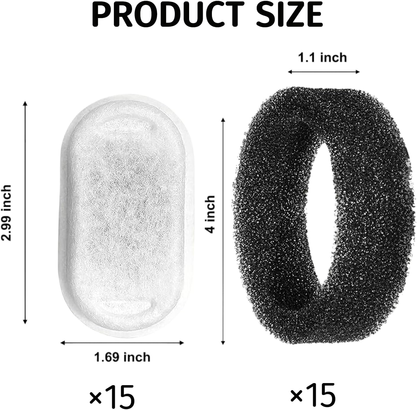 Cat Water Fountain Filters, 30 Pcs Cat Fountain Filters for 108Oz/3.2L& 67Oz/2L Stainless Steel Pet Water Dispenser Fountain Filter Replacement image number 6