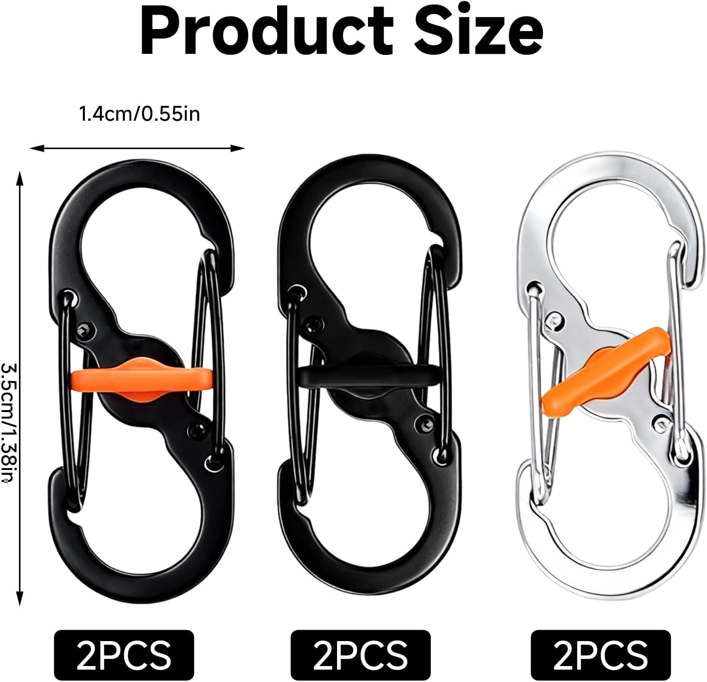 6 Pcs Mini Stainless Steel Carabiner Clip with Secure Lock, Premium Zipper Pull anti Theft Clip for Backpack Luggage and Keys, Compact Multi Purpose Keychain for Outdoor Travel Hiking Camping