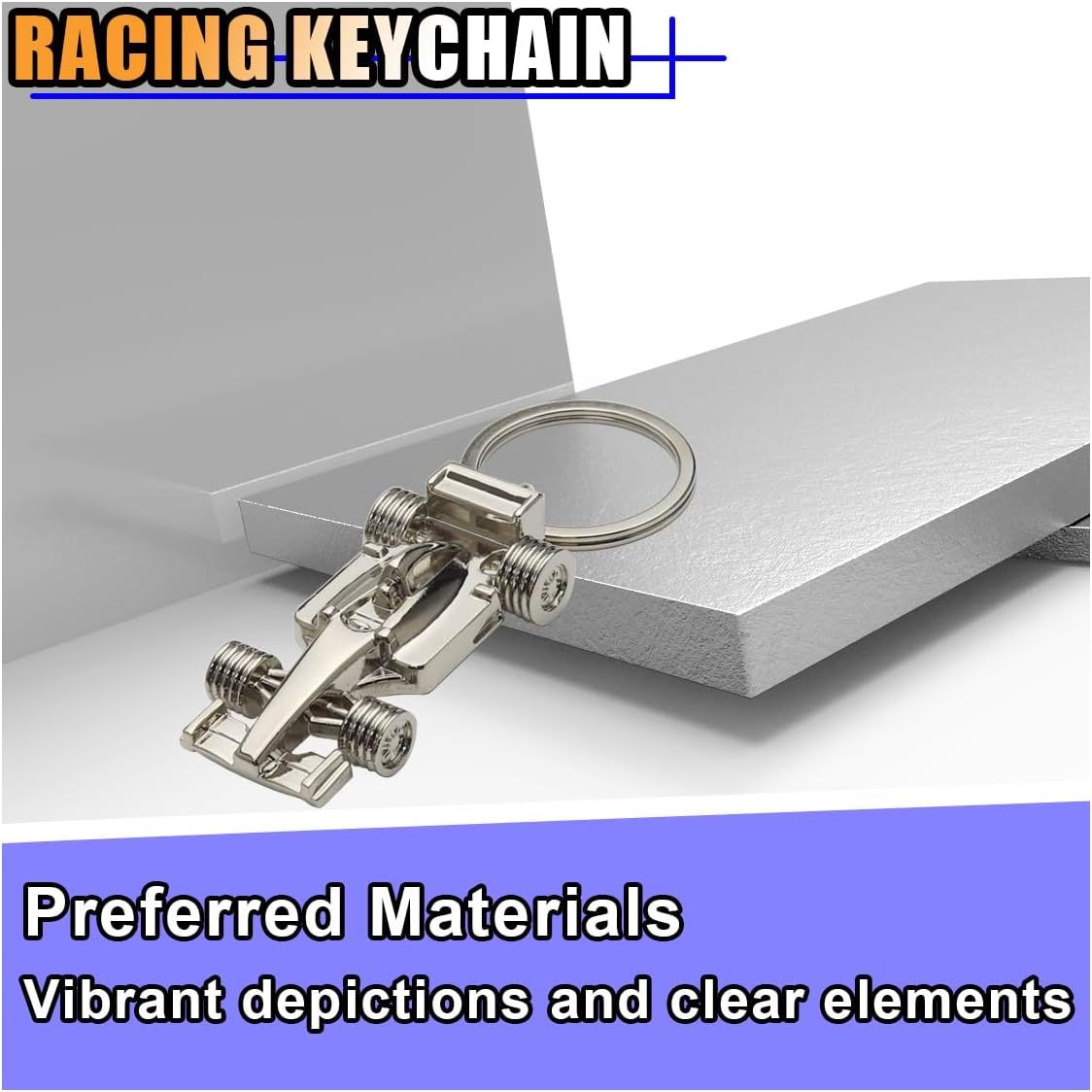 KITUREK 3D F1 Race Car Keychain, Zinc Heavy Duty Racing Model Keychain, Car Key Ring Present for Father Husband Boyfriends - German Car image number 6