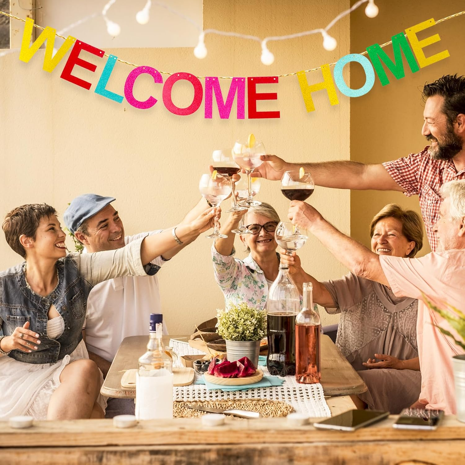 Amabro Welcome Home Banner, Sparkling Shiny Colorful Hanging Banner Welcome Banner Sign Welcome Back Decors for Home Decoration Weddings Christmas Housewarmings Family Theme Party Supplies image number 6