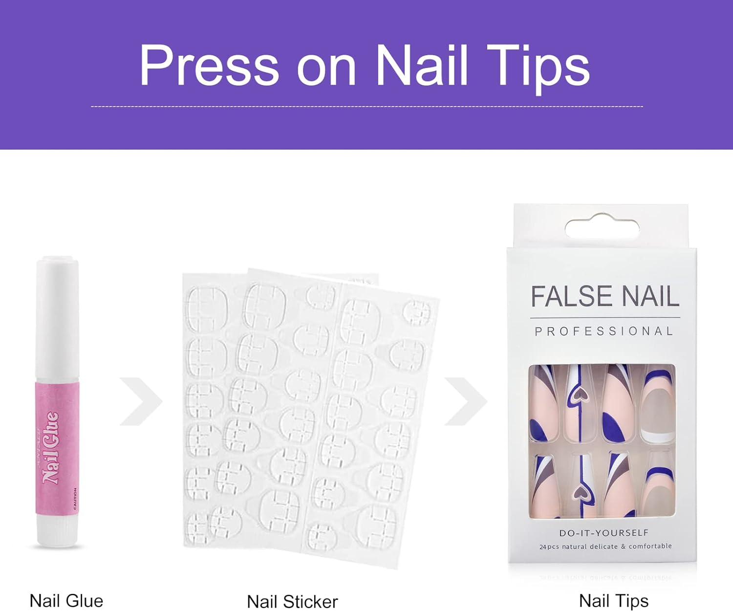 Coffin False Nails Pink False Nails Coffin Medium Length Acrylic Ballerina Press on Nails Full Cover Stick on Nails 24Pcs with Nails Sticker and Nail Glue,Hj-T09 (HJ-T09-01) - Black image number 5