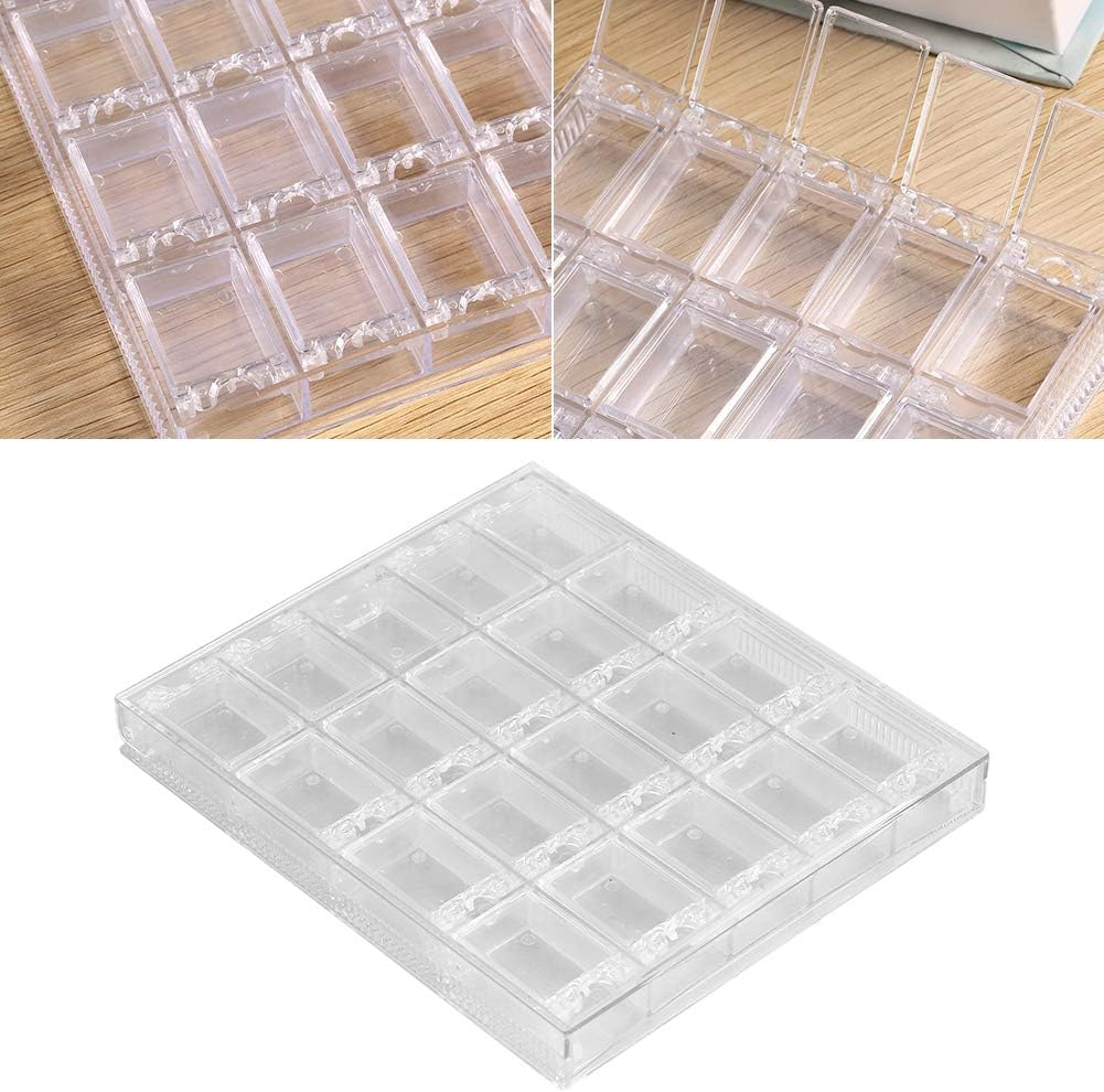 Betued Nail Art Box, 20 Grids Nail Decoration Box, Transparent Acrylic Nail Art Decorations Storage Box Jewelry Organiser for Diamond Embroidery Rhinestones Craft Bead Storage Tool image number 1