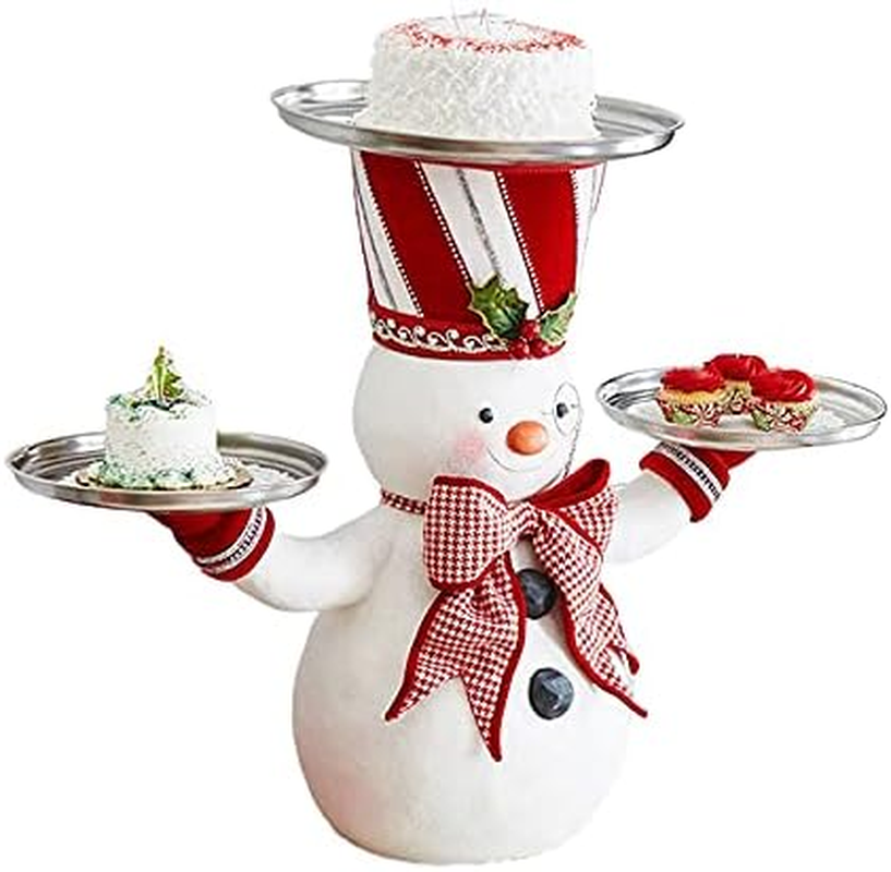 Christmas Snowman Treats Holder, Resin Snowman Statue Desktop Ornament Creative Snack Rack with 3 Trays Snowman Figure Snack Tray Rack for Home/942 (Size : Snowman+Tray(3Pcs)) image number 2