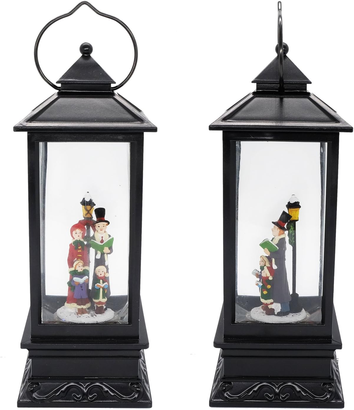 Eldnacele Christmas Musical Snow Globe Lantern Plug in & Battery Operated Glitter Lamp Navitity Scene Lighted Lantern with 6 Hour for Christmas Decoration 12 Inches (Carolers) image number 6