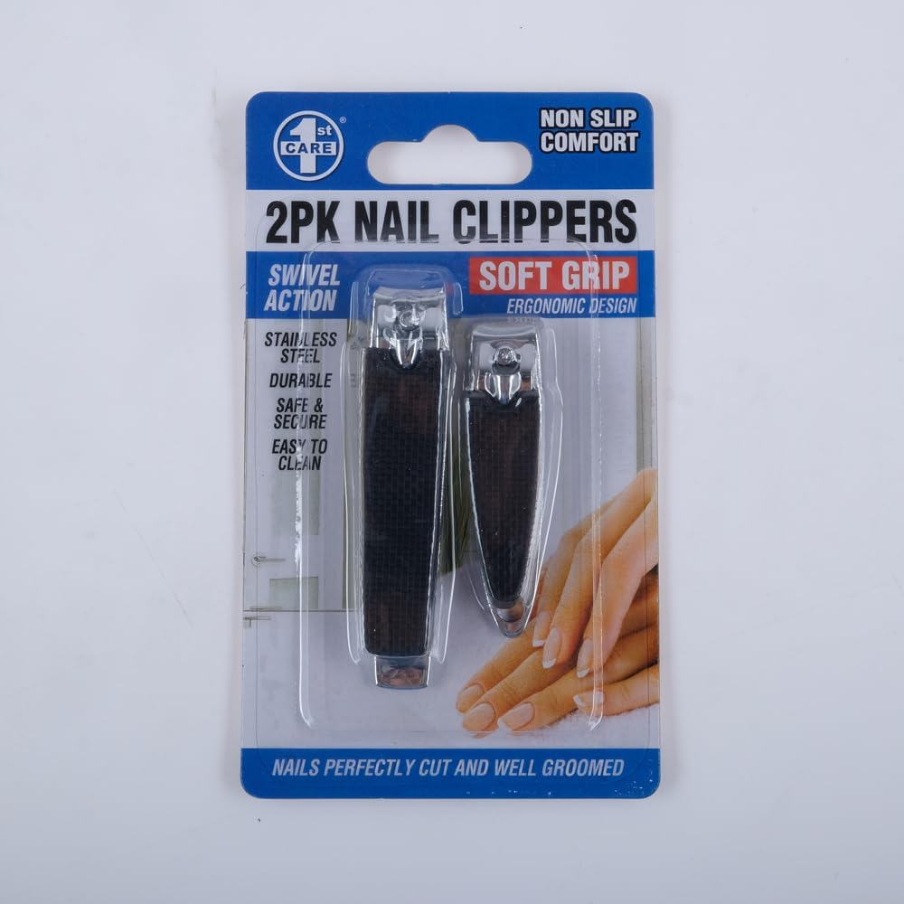 1St Care Easy Grip Nail Clippers, Black (Pack of 2) image number 5