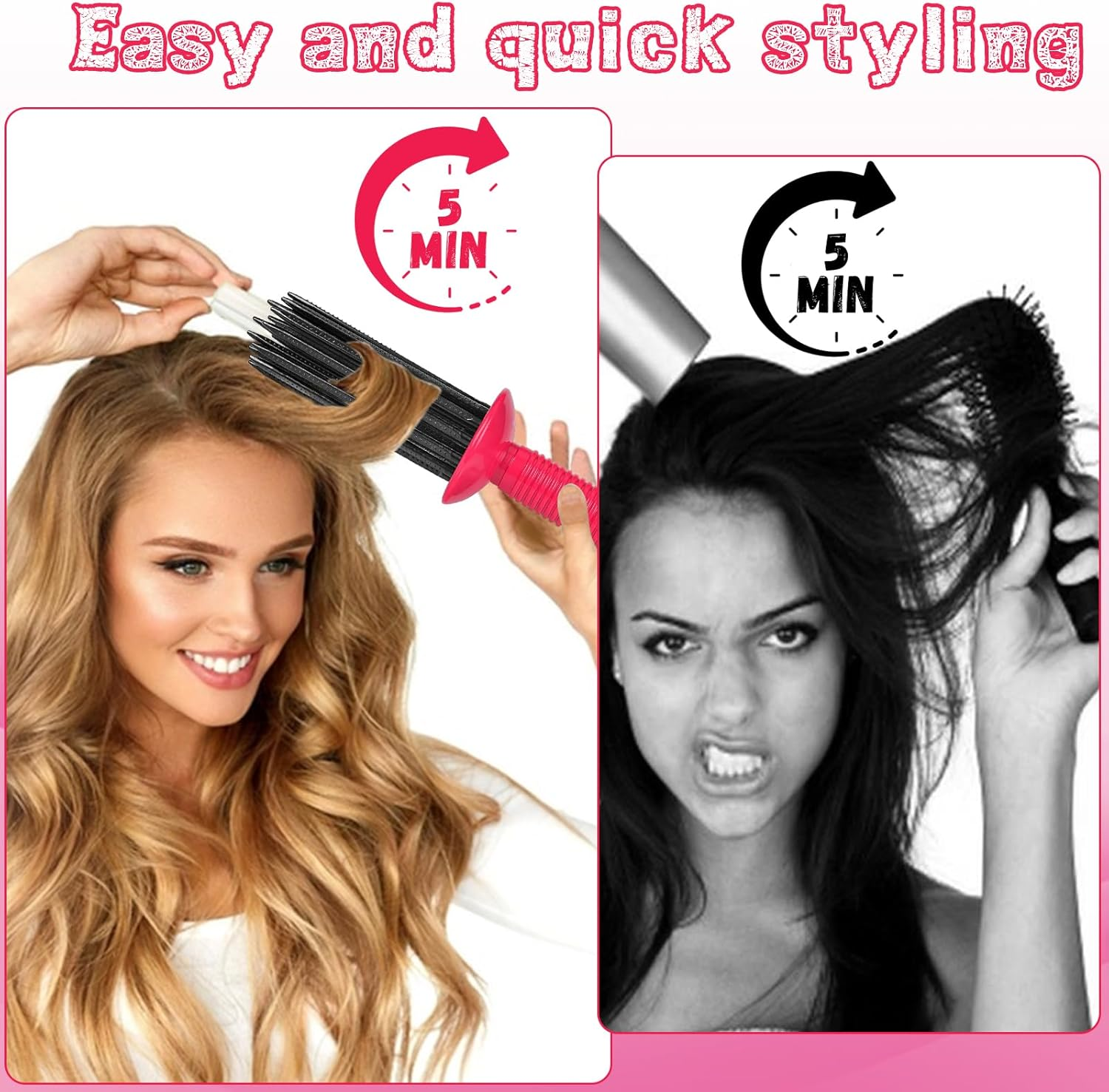 Curling Brush, Hair Curler, Curly Hair Brush, Curling Roll Comb, Curling Brush, Hair Curler Fluffy Curling Roll Comb, Brush Curl Brush, Curl Brush, Hair Rollers for Women, Home, Travel, Dating image number 6