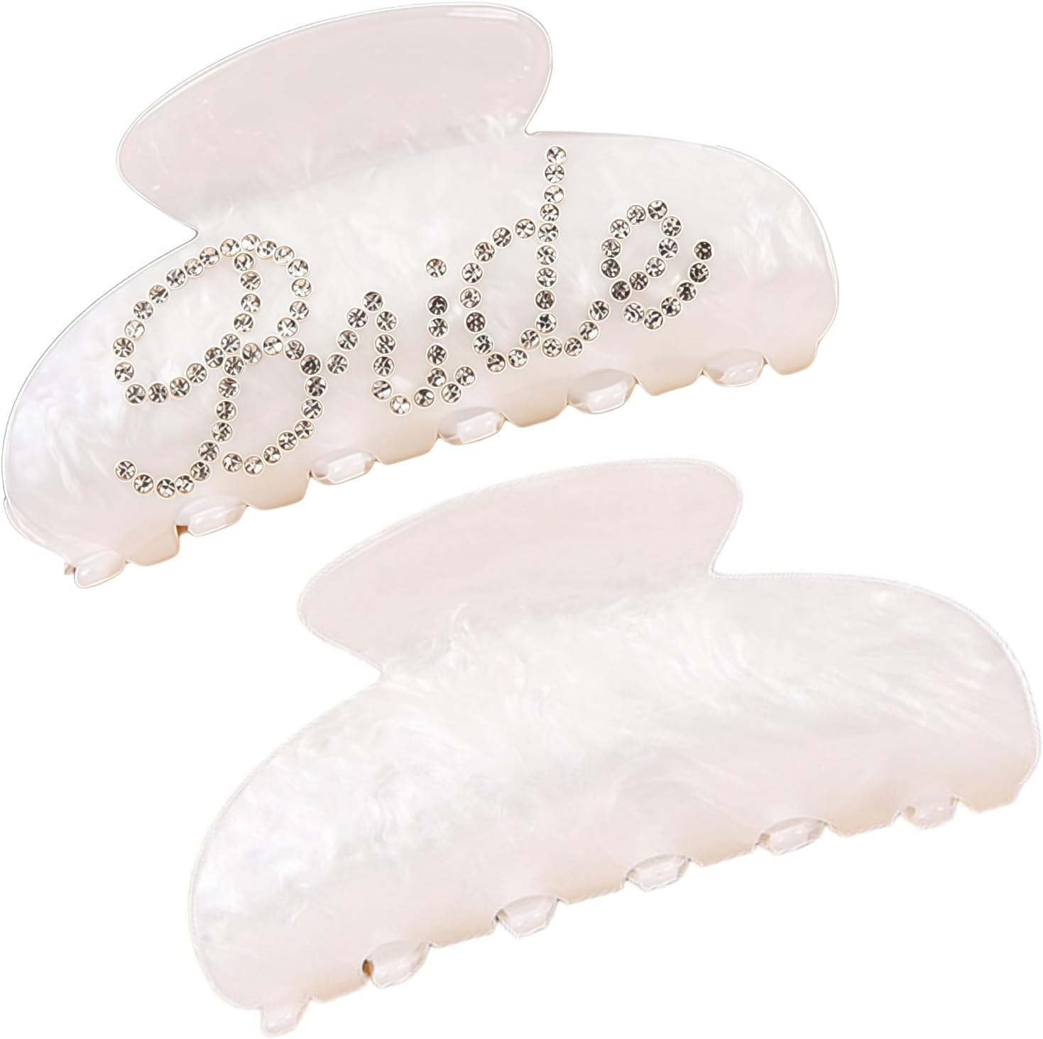 Bride Claw Hair Clip,​ Bride White Acrylic Hair Clips with Rhinestone Logo, Bachelorette Party Wedding Birthday Banana Barrettes Hair Decorations for Girl, Trendy Bridal Claws(White)