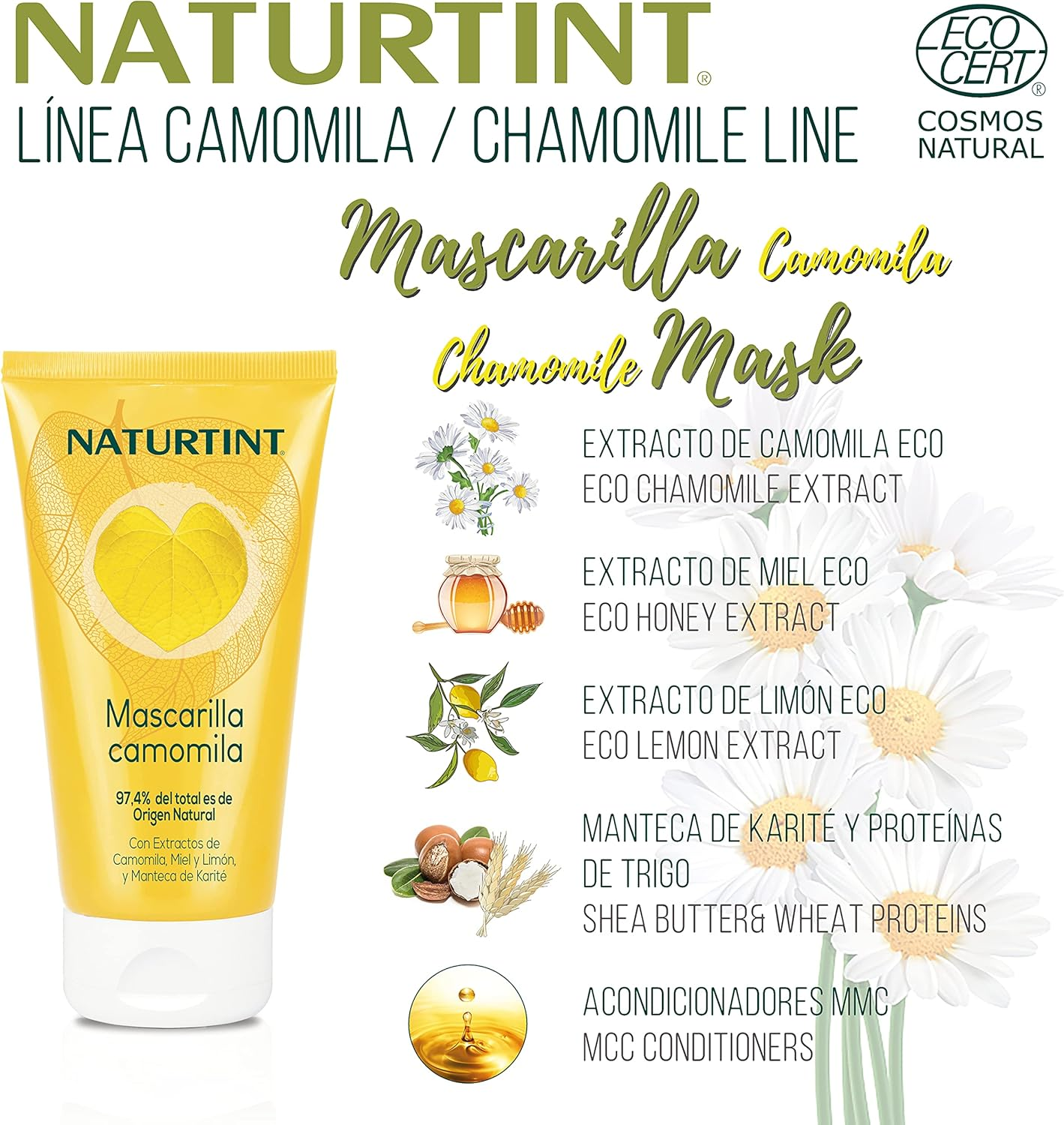 Naturtint Chamomile Mask Moisturising and Shiny Intensive Golden Reflections 97.4% Natural Ingredients Chamomile, Honey and Lemon 150Ml image number 4