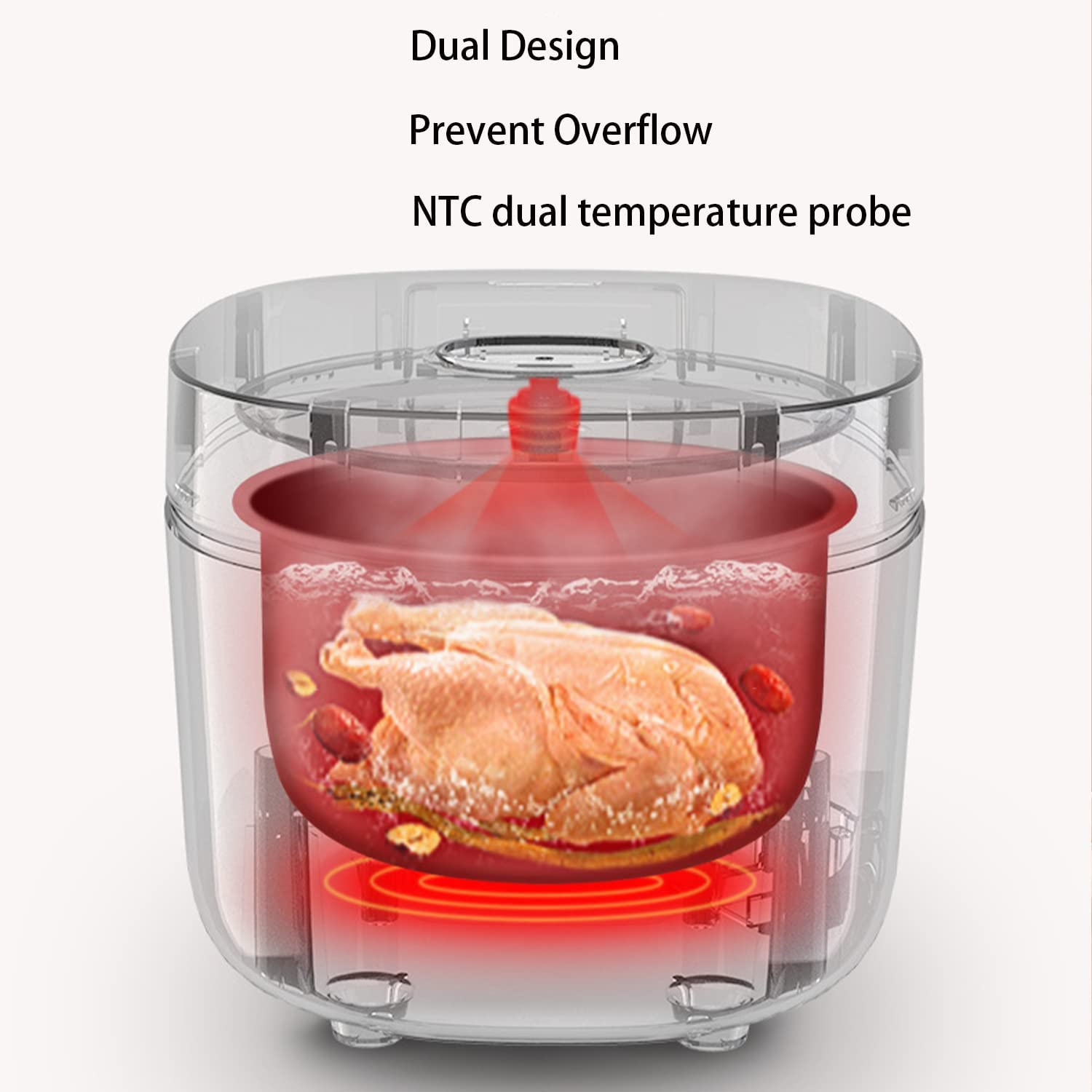 Mini Rice Cooker 3-Cups Uncooked, 1.6L Portable Non-Stick Small Travel Rice Cooker Smart Control Multifunction Cooker with 24 Hours Timer Delay & Keep Warm Function image number 4