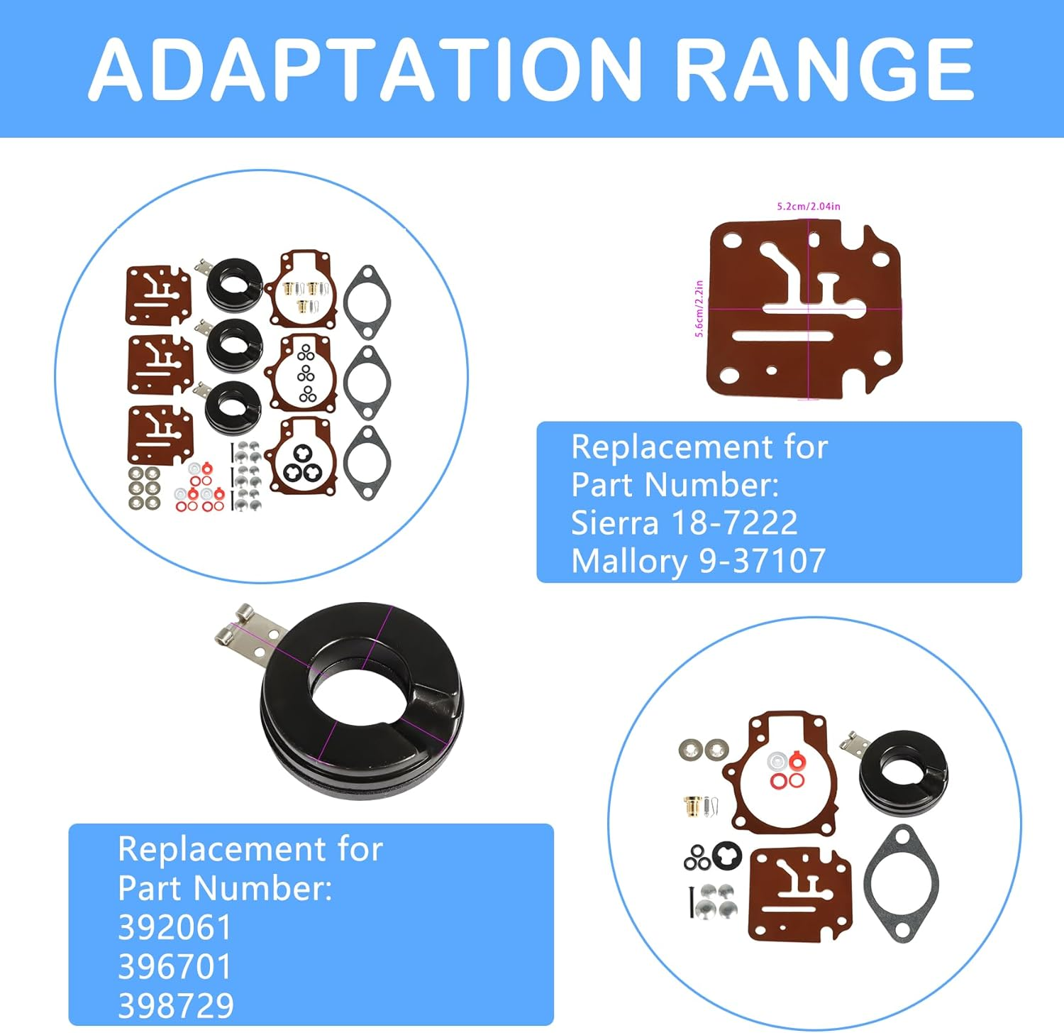 WFLNHB 3Pcs Carburetor Repair Kit with Float Replacement for Johnson Evinrude 396701 18 20 25 28 30 35 40 45 48 50 55 60 65 70 75 HP image number 3