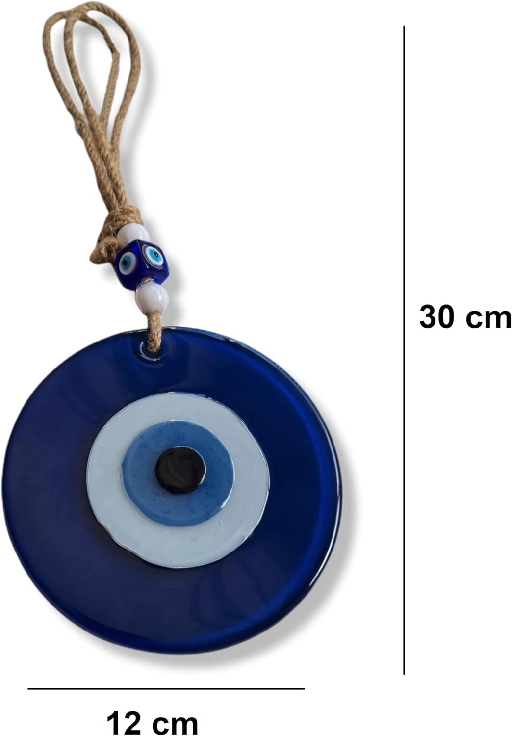MYSTIC JEWELS - round Turkish Eye Ornament with Jude for Wall Decor, Prevent Evil Eyes of Your Home, Good Luck Amulet, Good Luck Ornament (Blue) image number 2