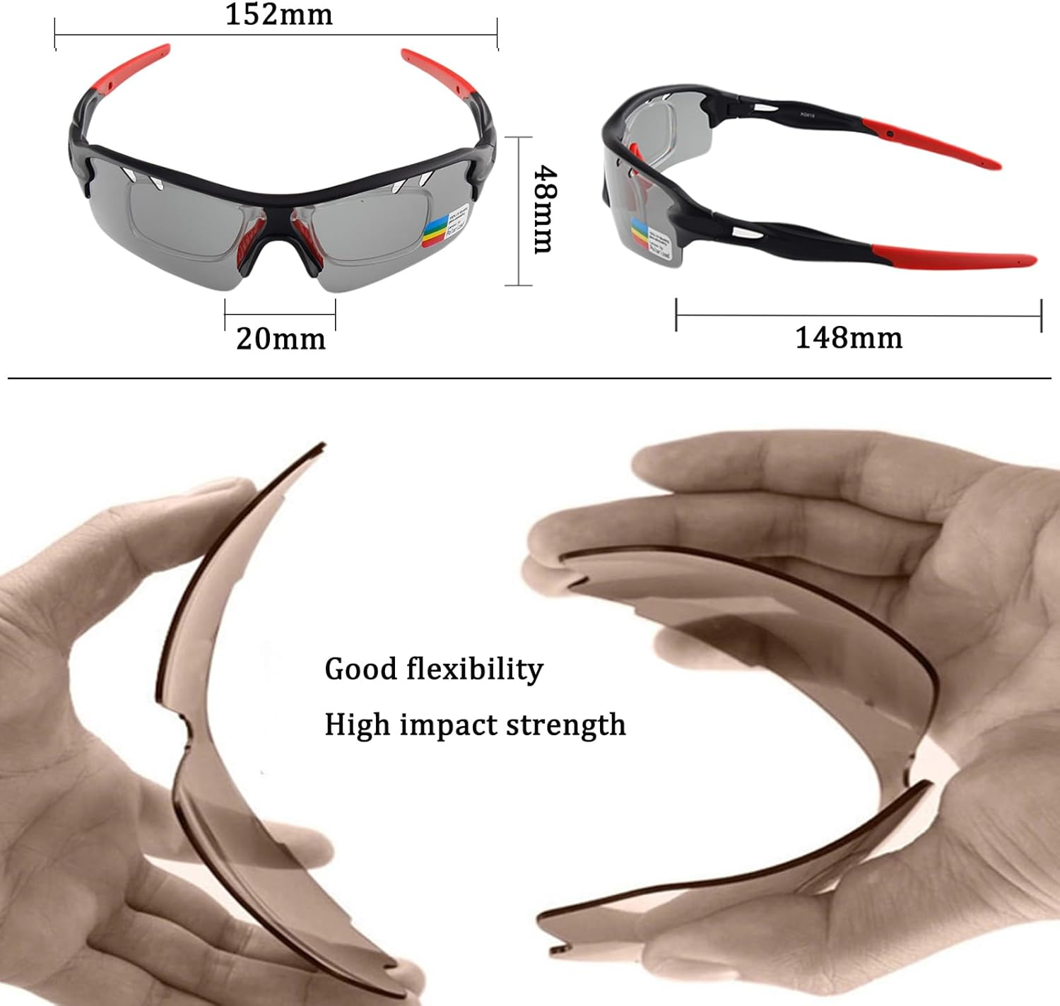 AVOWB.T.Q Polarized Cycling Sunglasses Men Women Sport Glasses with 5 Interchangeable Lenses Cycling Glasses for Bycling Running Hiking Baseball Running Glasses Casual Sports and Activities image number 1