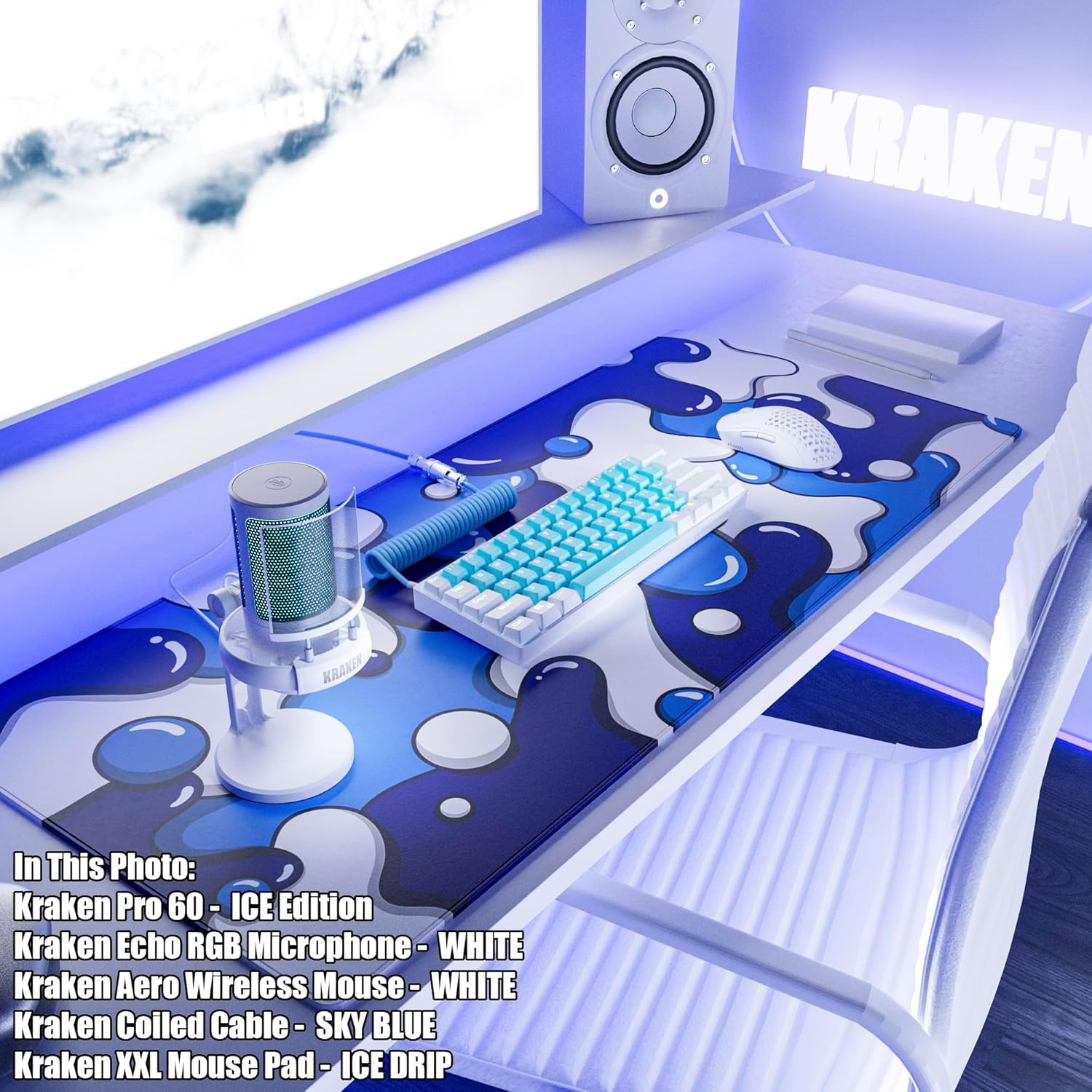 Kraken AERO - Superlight Wireless Gaming Mouse, Ultra-Lightweight, Lag-Free Wireless, Dual-Mode (2.4Ghz + Wired) Symmetrical, 26,000 DPI, PAW3395 Compatible with PC/MAC (White) image number 6