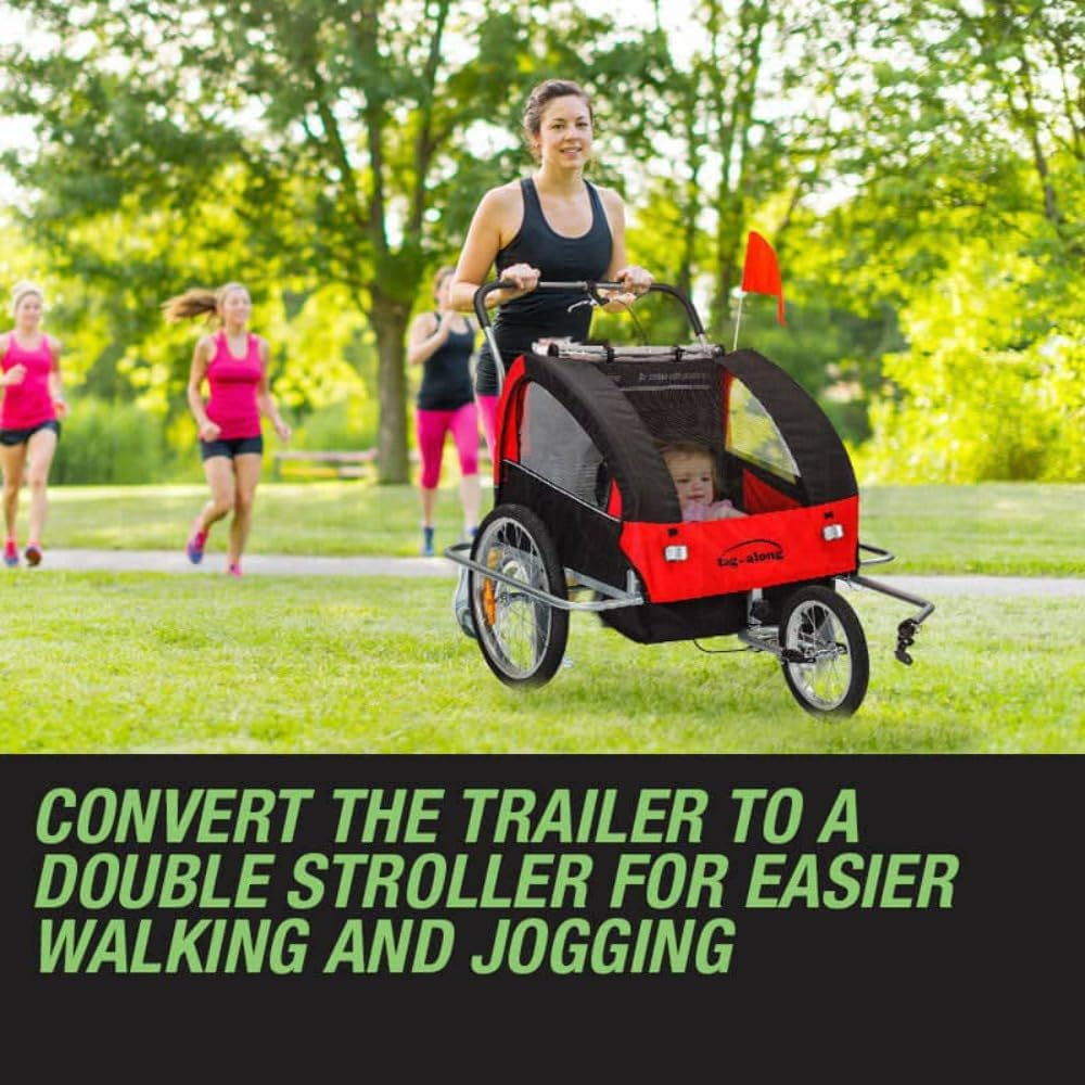 Tag-Along Kids Bike Trailer Child Bicycle Pram Stroller, Red image number 6