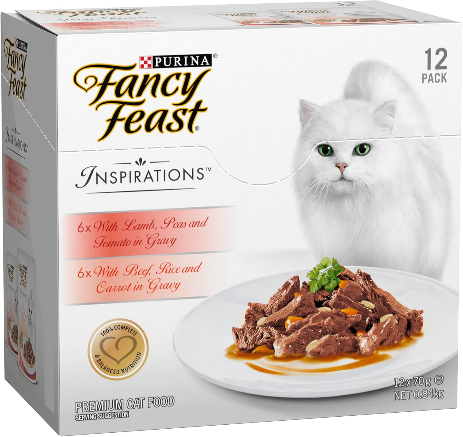 FANCY FEAST Inspirations Adult Wet Cat Food Lamb in Gravy and Beef in Gravy 24X70G image number 4