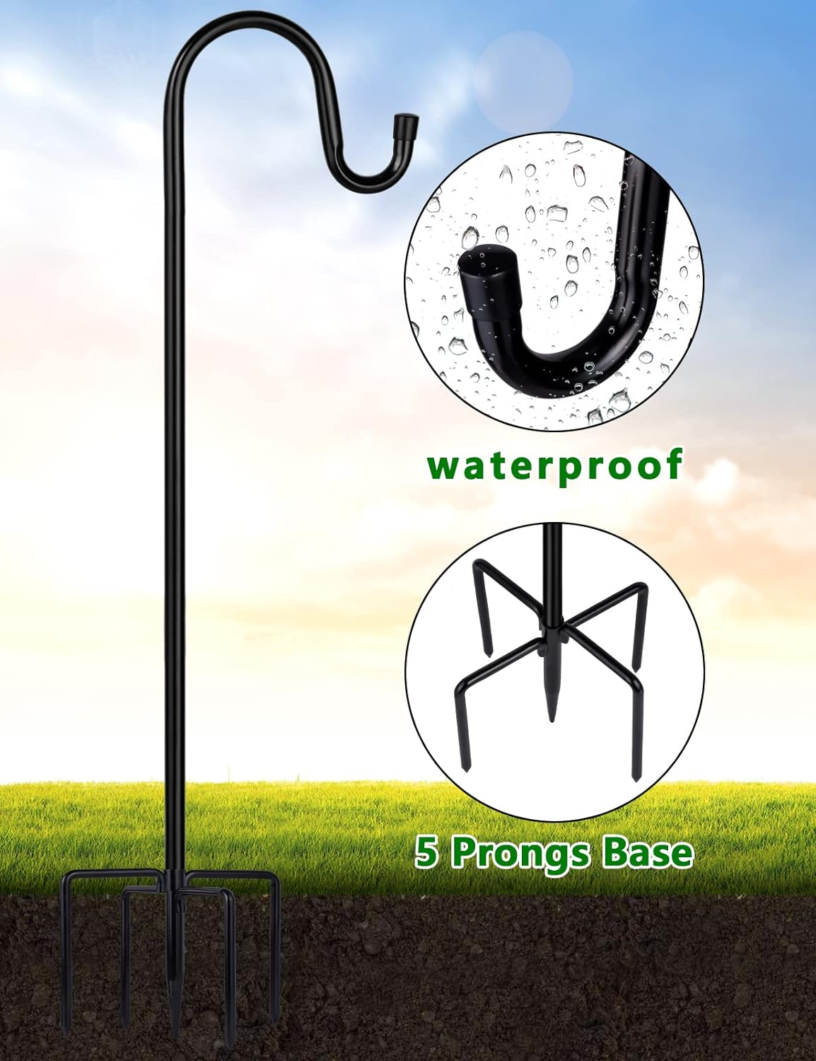 Ottsuls Shepherd-Hooks Adjustable for Bird-Feeder Lantern Plant-Hook Garden-Stake - Plant Stand Hanger for Outdoor Flower Basket, Bird Feeder Hanger Weddings Decor image number 3