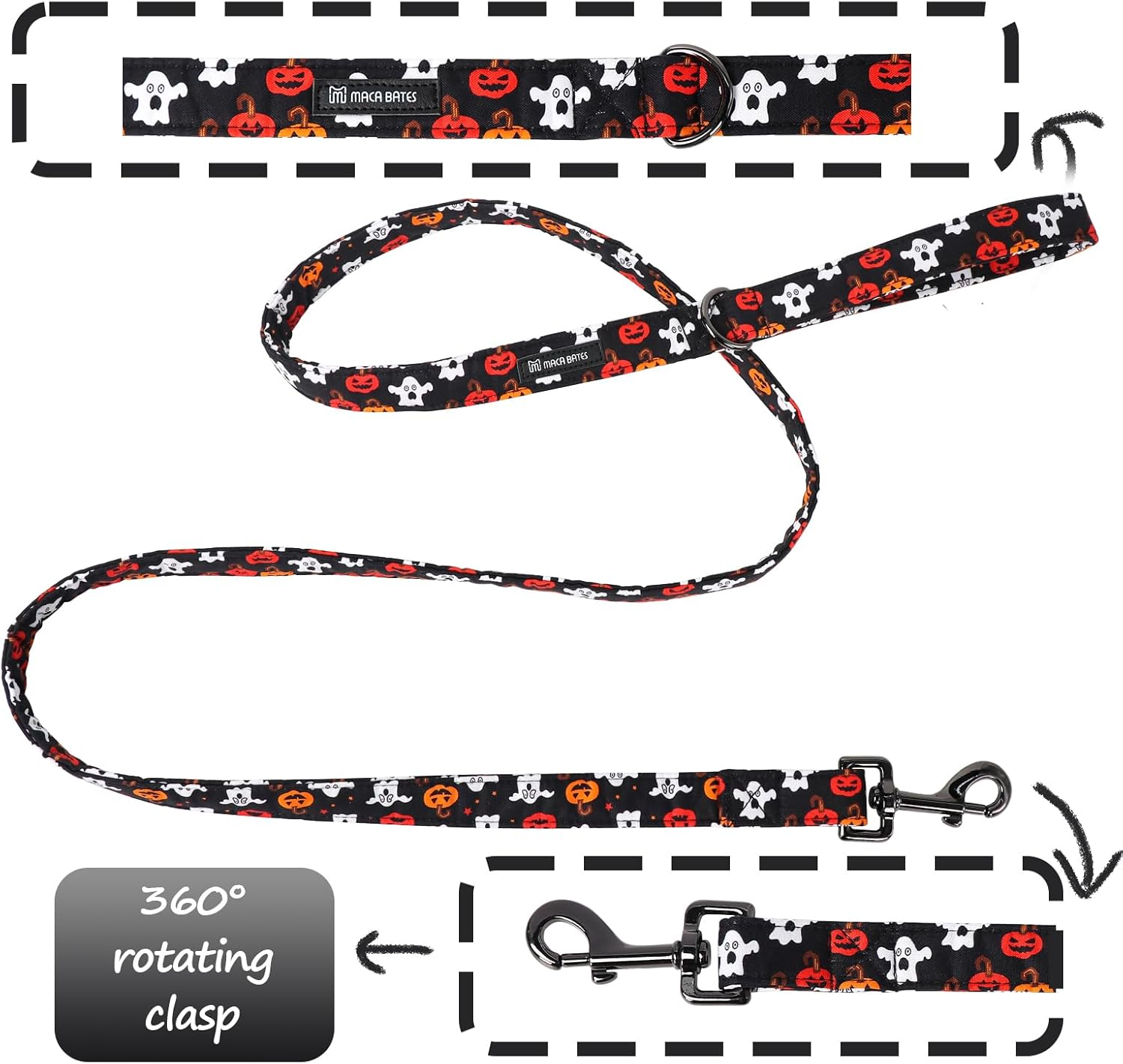 Maca Bates Halloween Dog Leash for Small Medium Large Dog image number 5