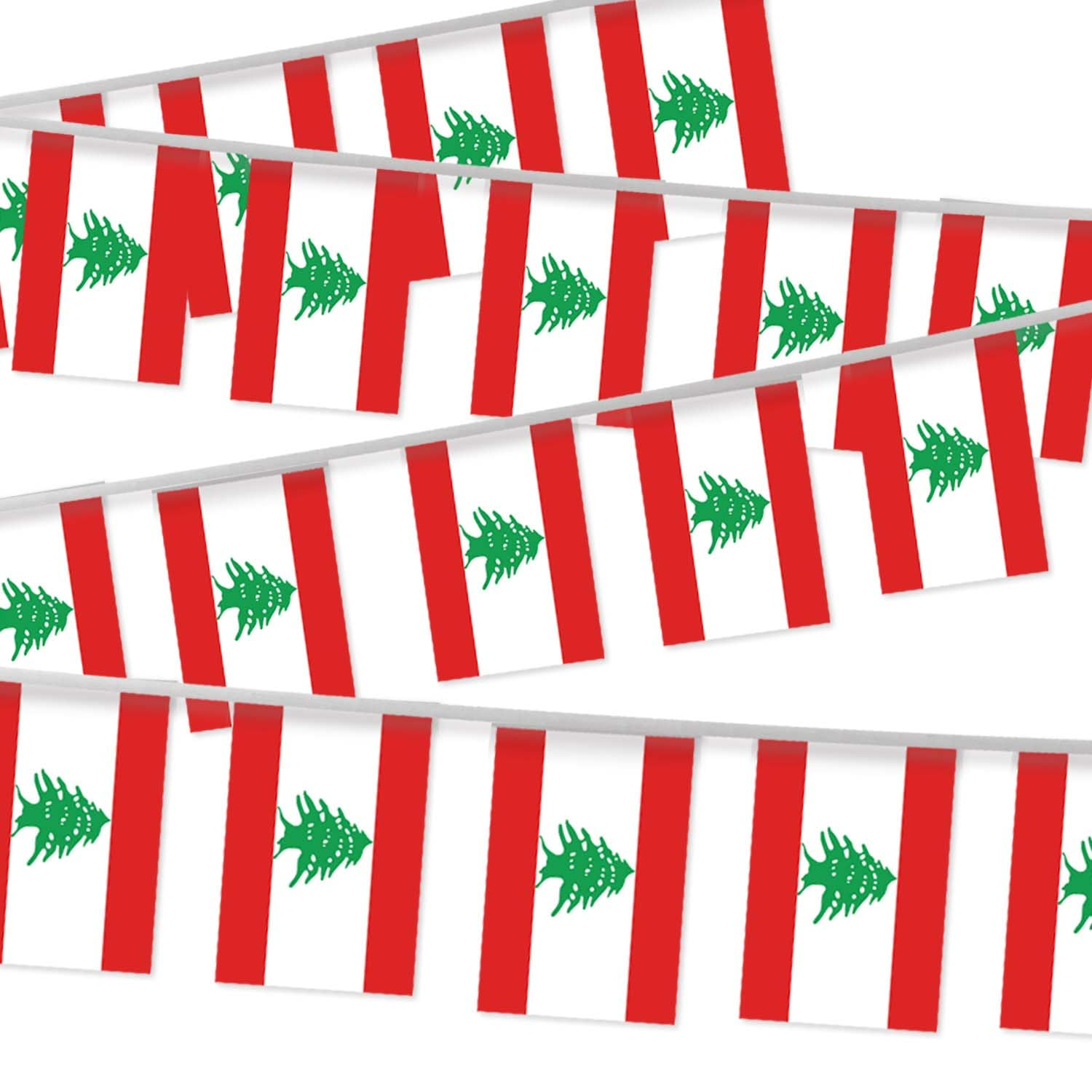 32FT Small Lebanon Pennant Flag Bunting,30 PCS Mini String Banner Strip Lebanese National Decor Rectangle for Holiday Restaurant Home Party School image number 1