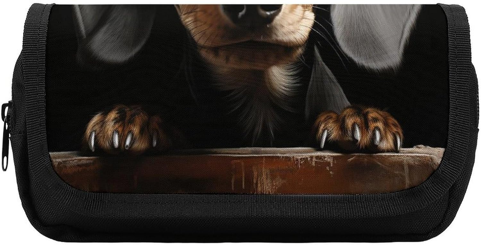JTKBNVM Large Capacity Pad Dachshund Pencil Bags Personalized Pencil Pouch with 3 Compartment Zippered Pencil Bag Portable Makeup Cosmetic Bag for Women Men Office Supply Pen Pouch Case image number 1