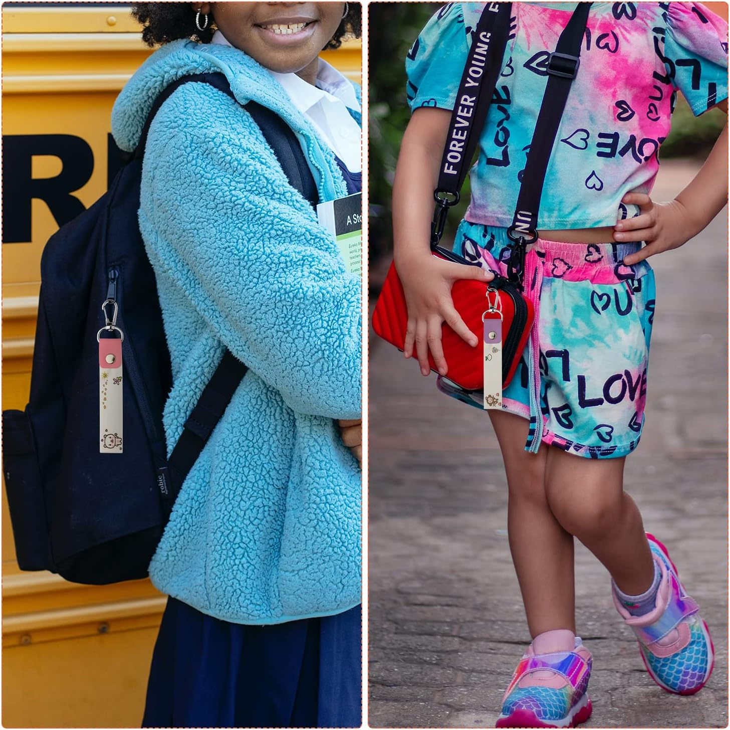 TOYMIS 6Pcs Personalized Name Tags for Kids, Child ID Tags Backpack Name Tag Daycare Name Label Hooks for Backpacks Water Bottle image number 2