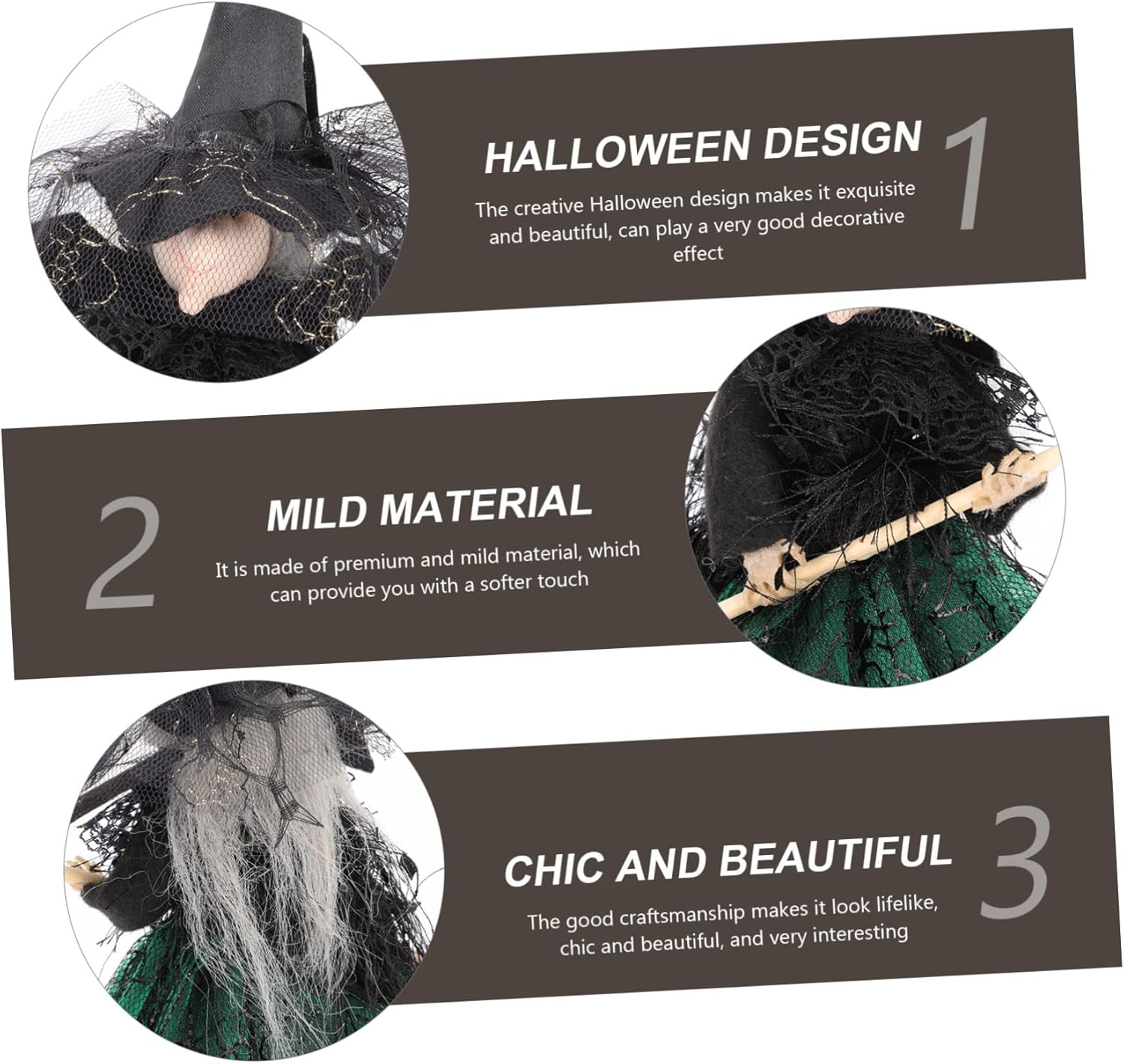 Witch Doll Ornaments Decorative Halloween Decor Wear Resistant Witch Decor Desktop Halloween Accessory for Tabletop Display image number 6