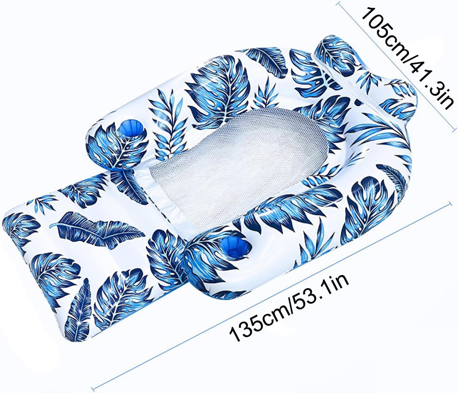 Inflatable Pool Lounger | Tropical Leaves Large Pool Float Chairs with Headrest and Foot Rest,Floating Chair for Swimming Pool, Toy for Adults image number 3
