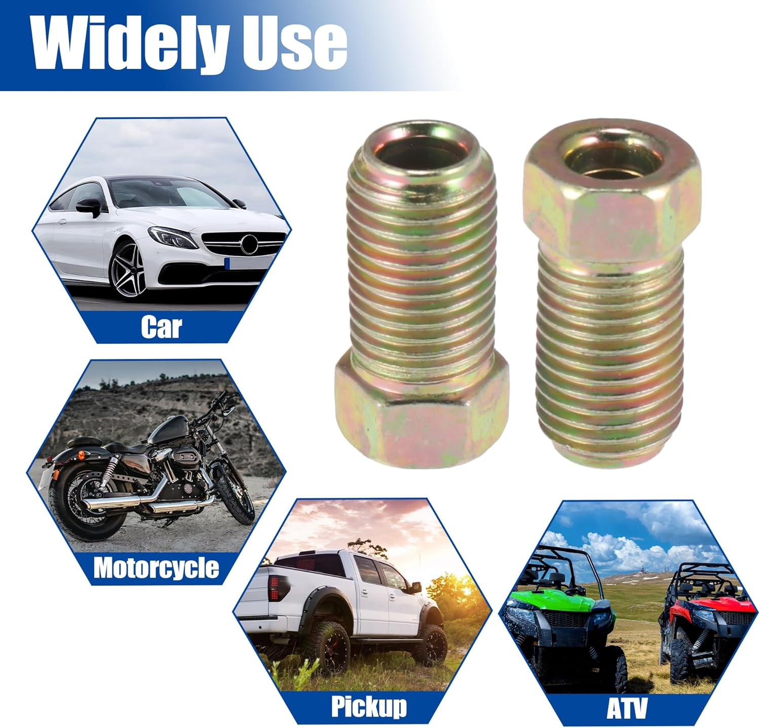 X AUTOHAUX 10Pcs 3/8 Inch-24 Threads Brake Line Extension Nut Fittings for 3/16" Steel Brake Line Tubing for Car image number 2