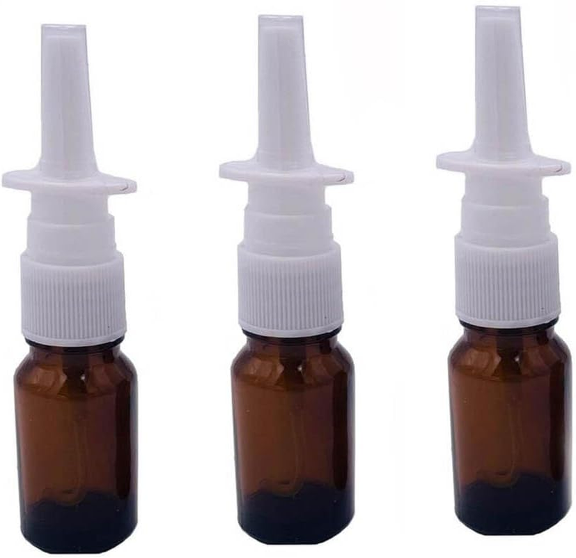 3PCS 5ML Empty Refillable Amber Glass Nasal Spray Bottle Pump Sprayers Cleanser Container for Medical Dispensing Wash image number 1