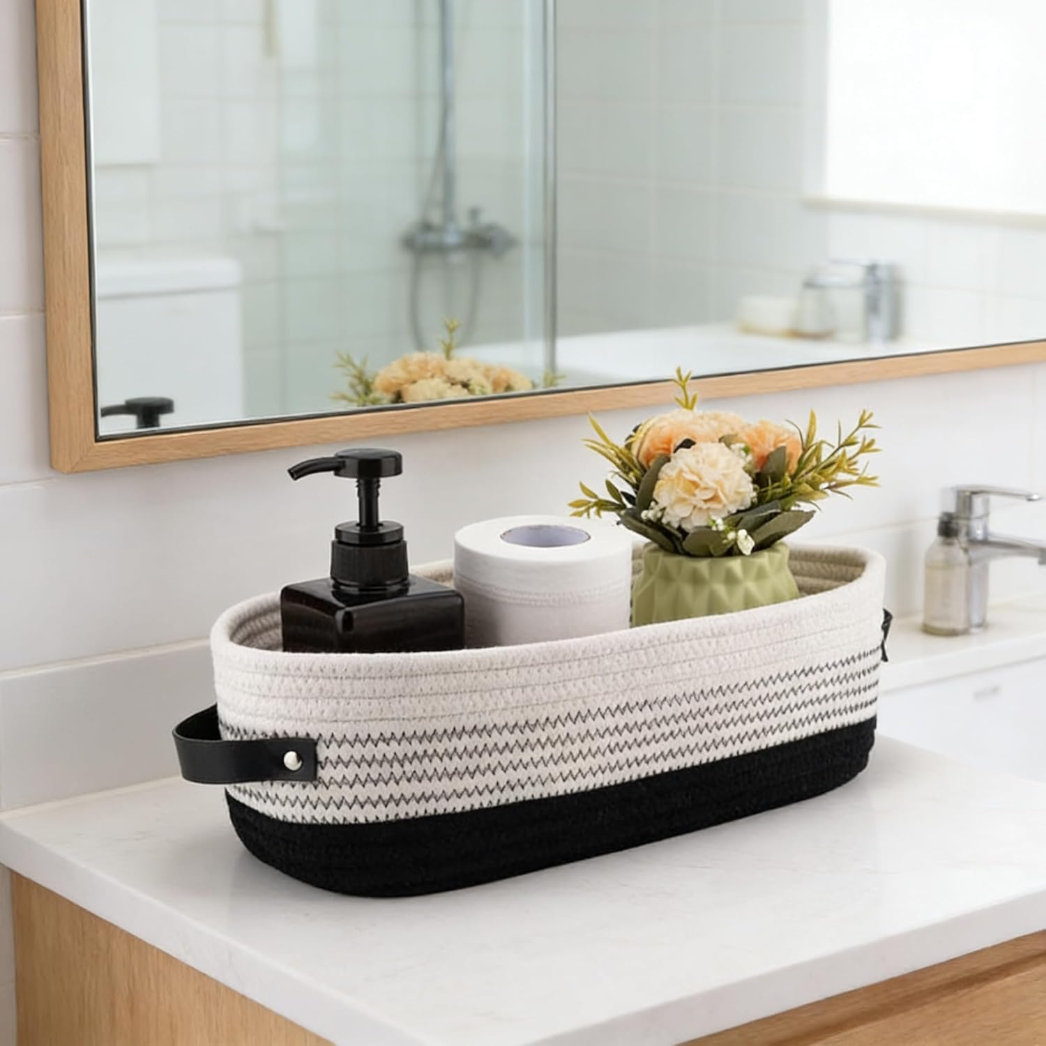 3 Piece Set of Small Basket Cotton Rope Basket Woven Storage Basket for Kids Home Decoration, 100% Cotton Basket Organizer Tabletop Basket Container (Color Blocking) image number 6