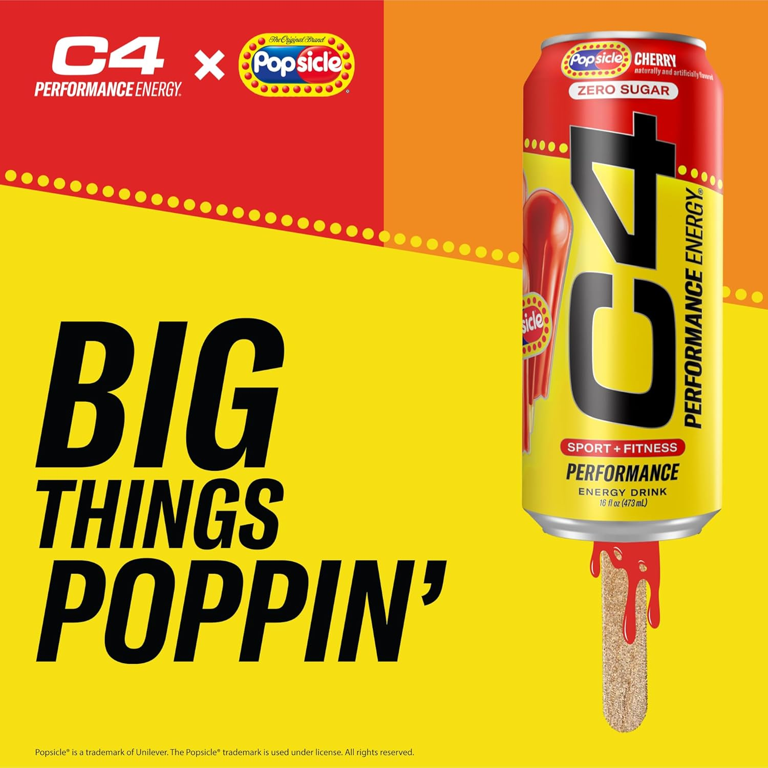 C4 Energy Drink X Cherry Popsicle, Carbonated Sugar Free Pre Workout Performance Drink with No Artificial Colors or Dyes, 16 Oz, Pack of 12 image number 4