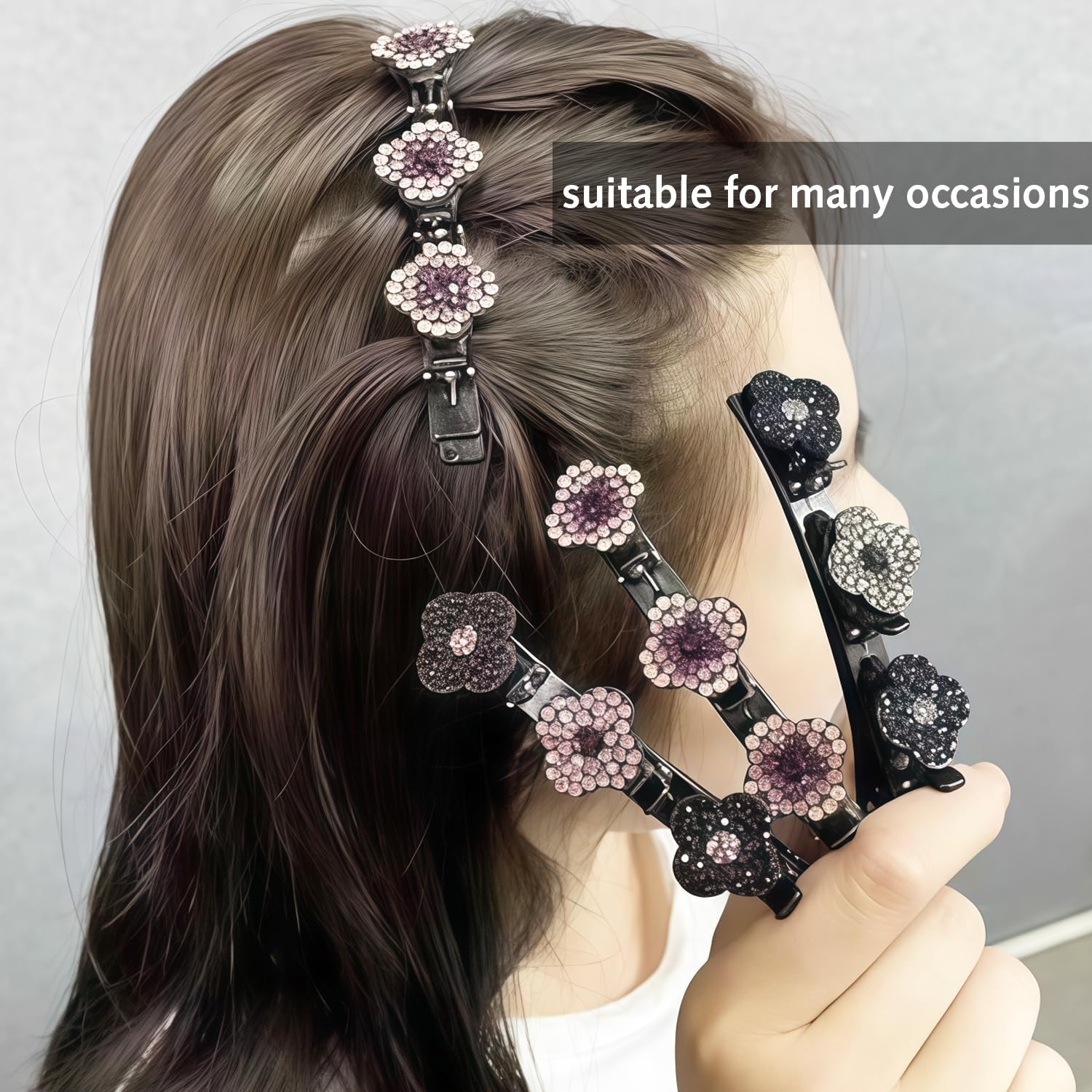 Pack of 4 Five Leaf Clover Hair Clips, Hair Clips, Flowers, Crystal Hair Accessories, Women Braided Hair Clip, Girls, Create a Variety of Stylish Hairstyles
