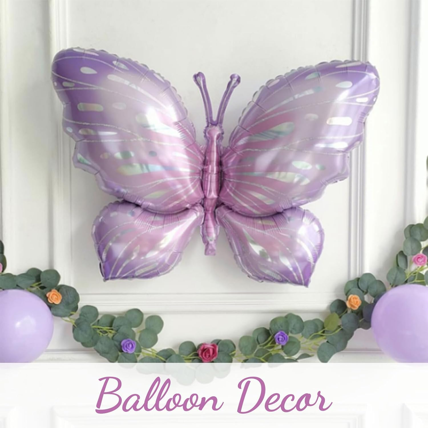 Lyvixora 2 Pcs Purple Butterfly Balloons - Elegant Butterfly Foil Balloons for Birthday Party Decorations, Vibrant Mylar Balloon Kit for Wedding & Theme Parties image number 1