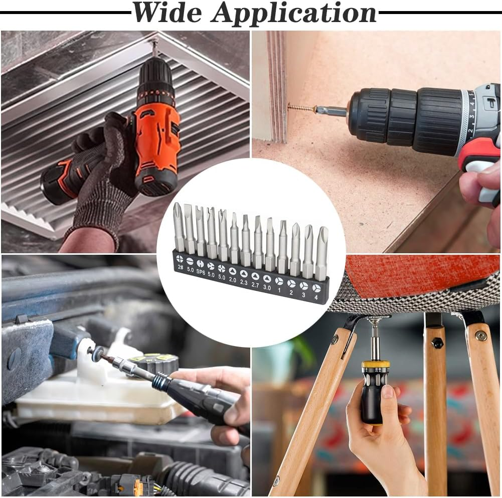 Saipe 13Pcs 50Mm Magnetic Special Shape Screwdriver Bit Set (Phillips, Slotted, Spanner, Y-Type, Triangle, Inner Cross, 3-Points) 1/4 Inch Hex Shank for Power Screwdriver Drill Impact Driver image number 3
