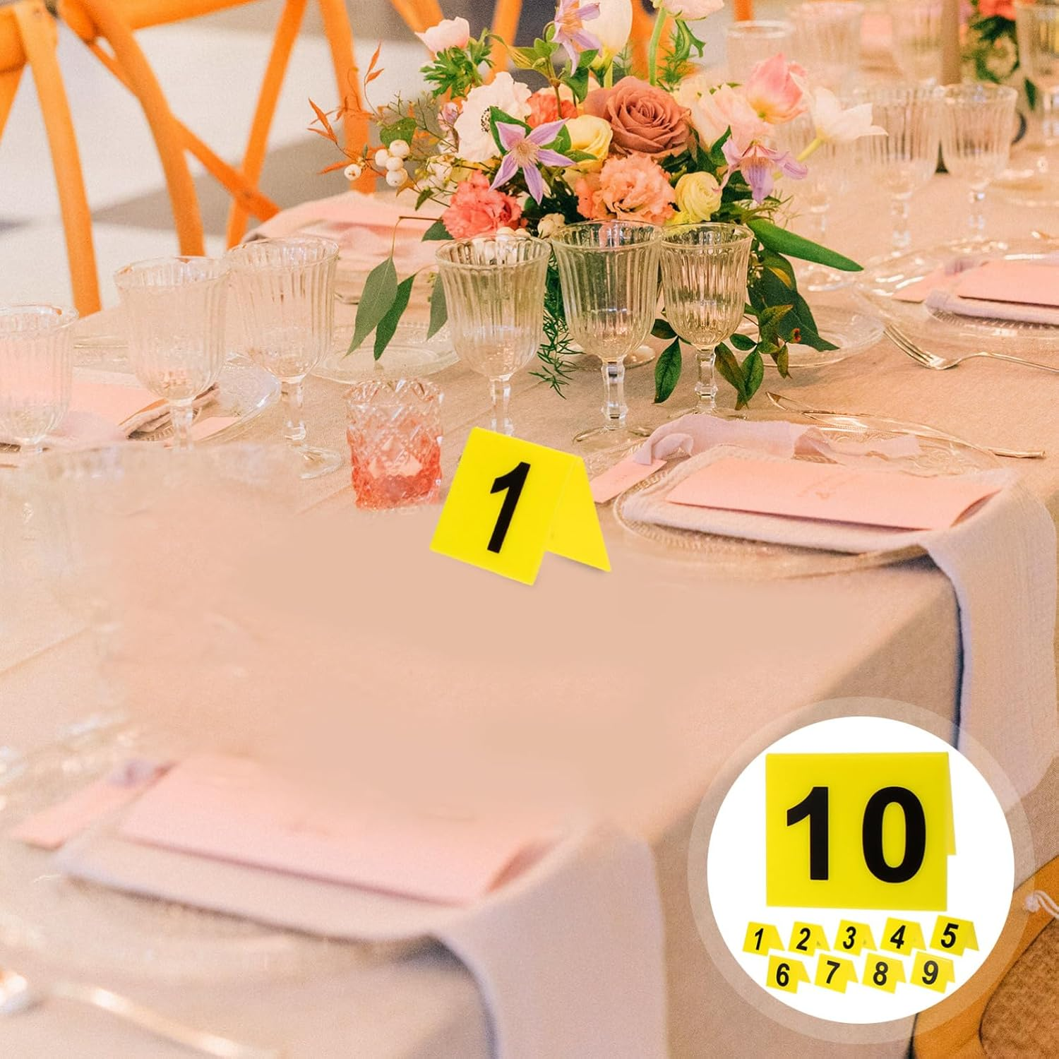 Angoily 10Pcs Acrylic Evidence Markers, Double-Sided Number Markers, Yellow Table Numbers for Restaurants, Crime Scene Decorations, 2.48 X 2.16 Inch image number 1
