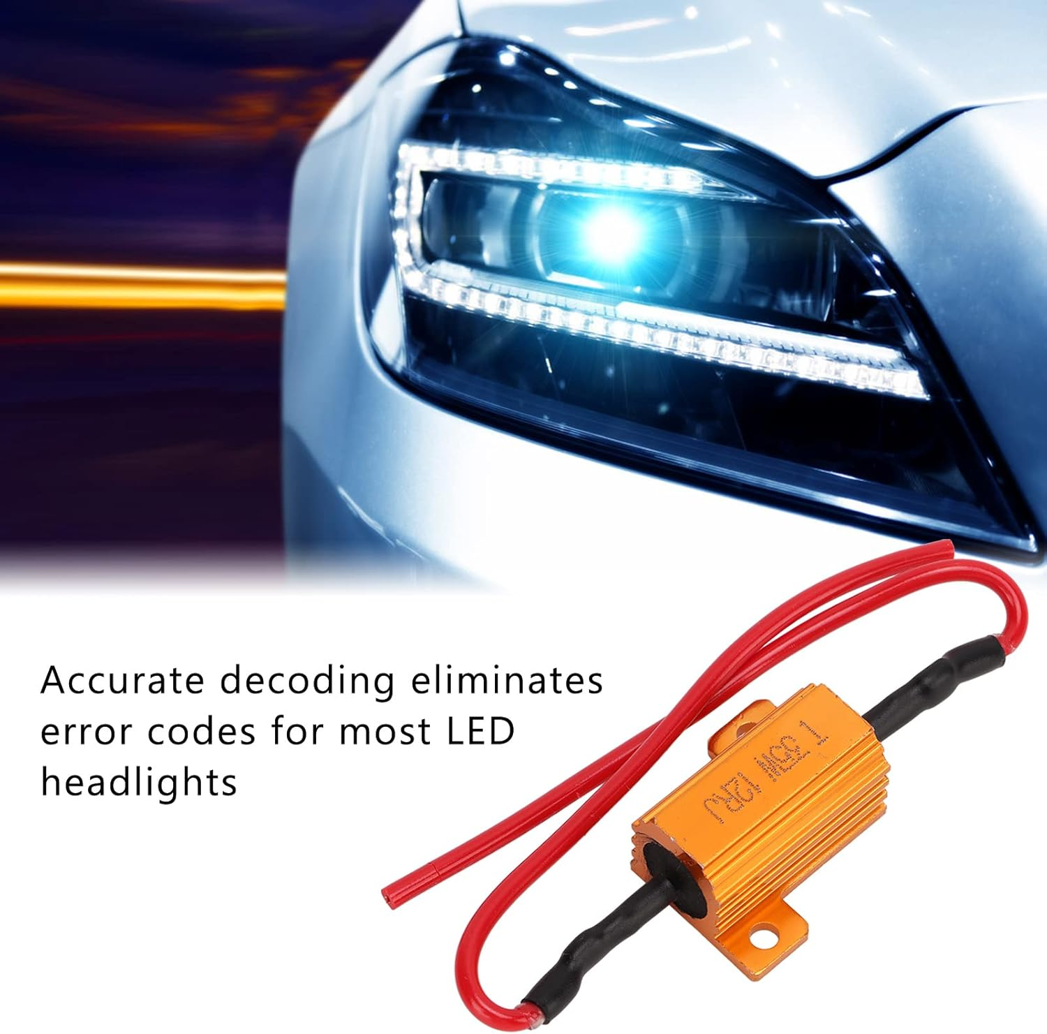 2Set 35W Resistance Decoder, Abs Load Indicator Resistor with Aluminum Alloy, anti Flashing Resistance Decode Load Resistor for Decoder Resistor