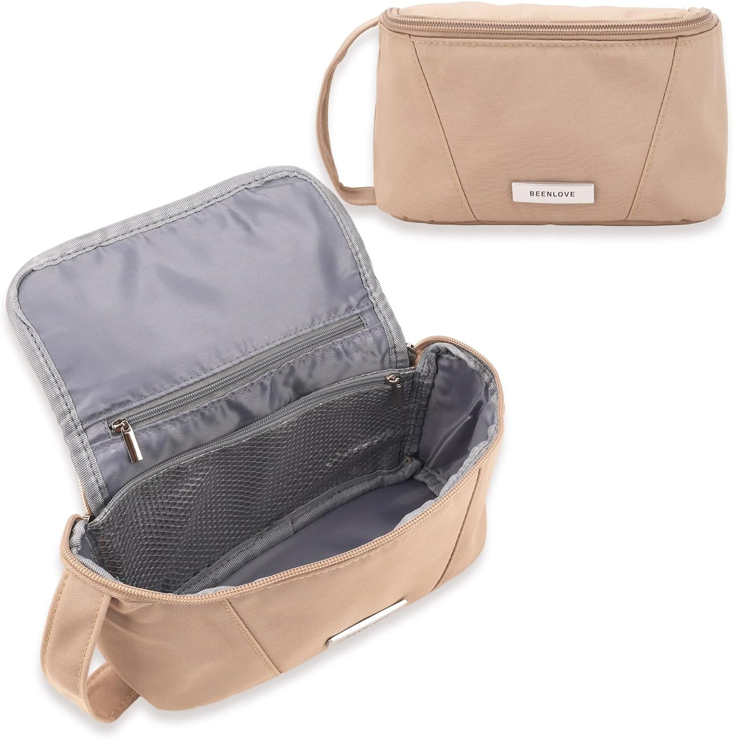 Supcomsta Makeup Bag,Large Capacity Storage Cosmetic Bag Waterproof for Women Travel Toiletry Bag Skin Care Cosmetics Toiletries (Khaki)