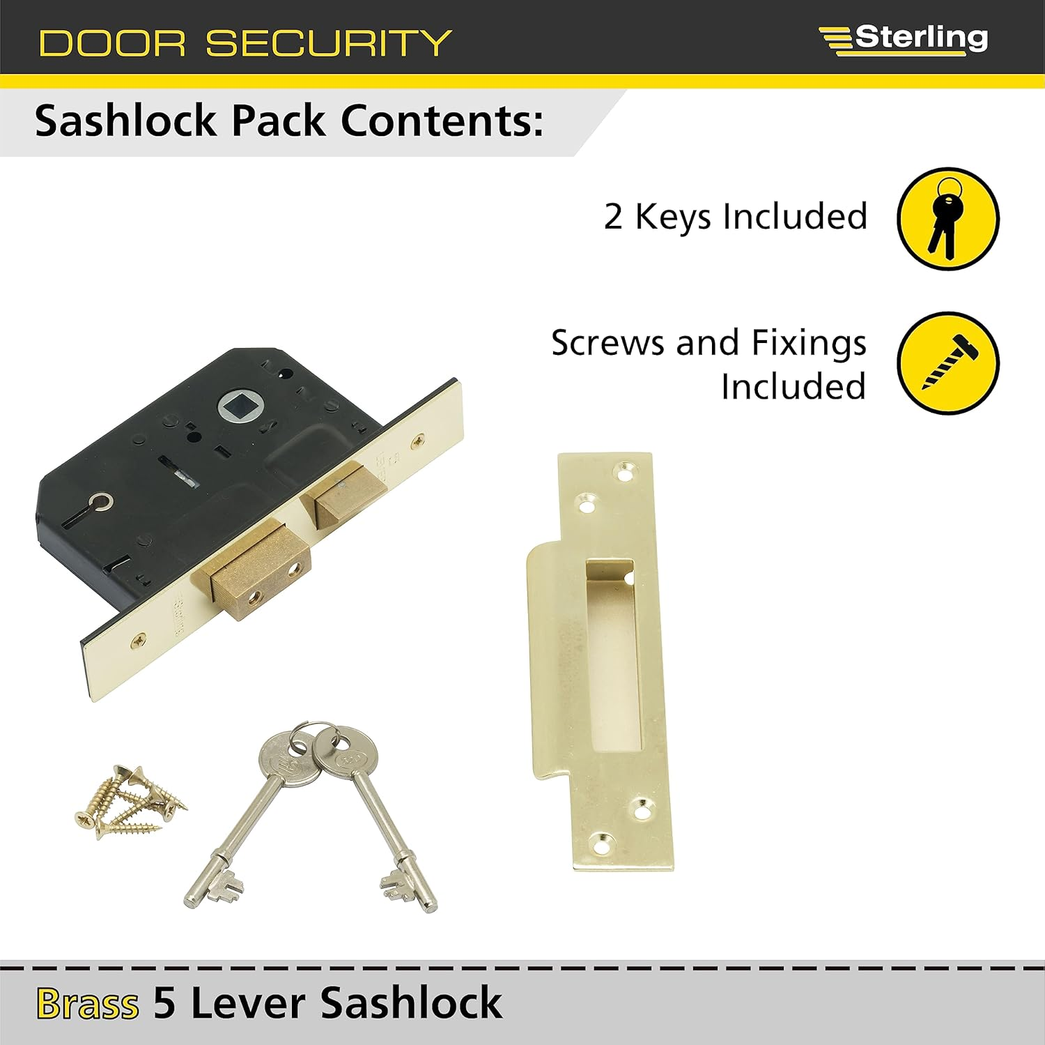 Sterling MLS525 2.5-Inch/65Mm 5-Lever Sashlock - Brass image number 2
