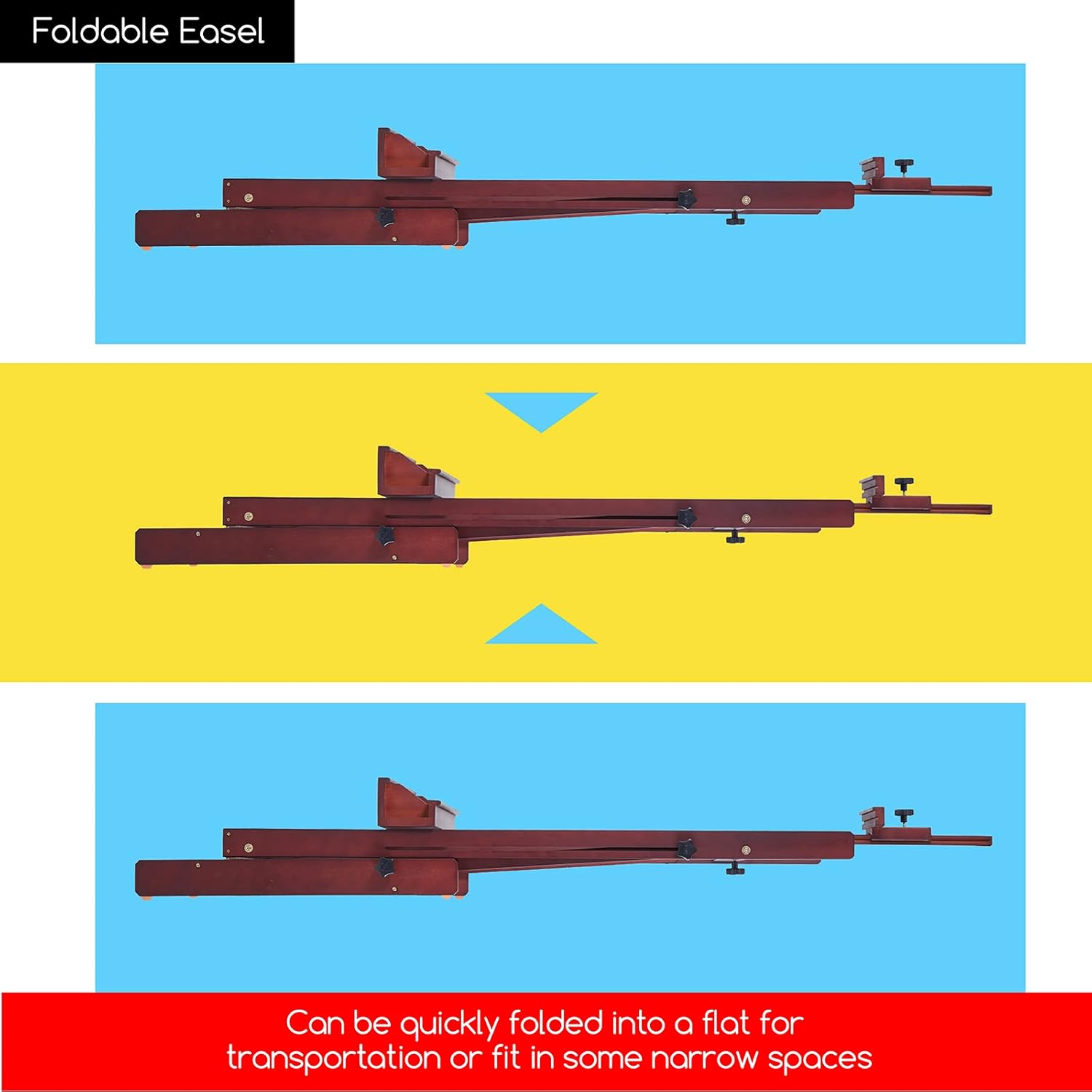 MEEDEN Walnut Large H- Frame Studio Easel, Solid Beech Wood Easel for Heavy Duty, Adjustable Floor Easel, for Acrylic, Watercolor, Oil Painting, Doing Pastel, Portrait Work, Hold Canvas up to 77" - Deep Walnut image number 2