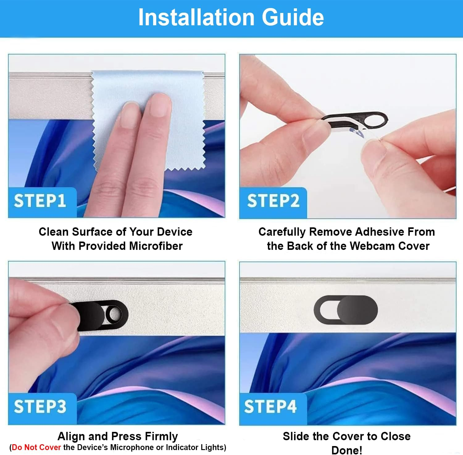 6PCS Webcam Cover Slide Camera Privacy Security Protect Sticker for Phone Laptop (Black)