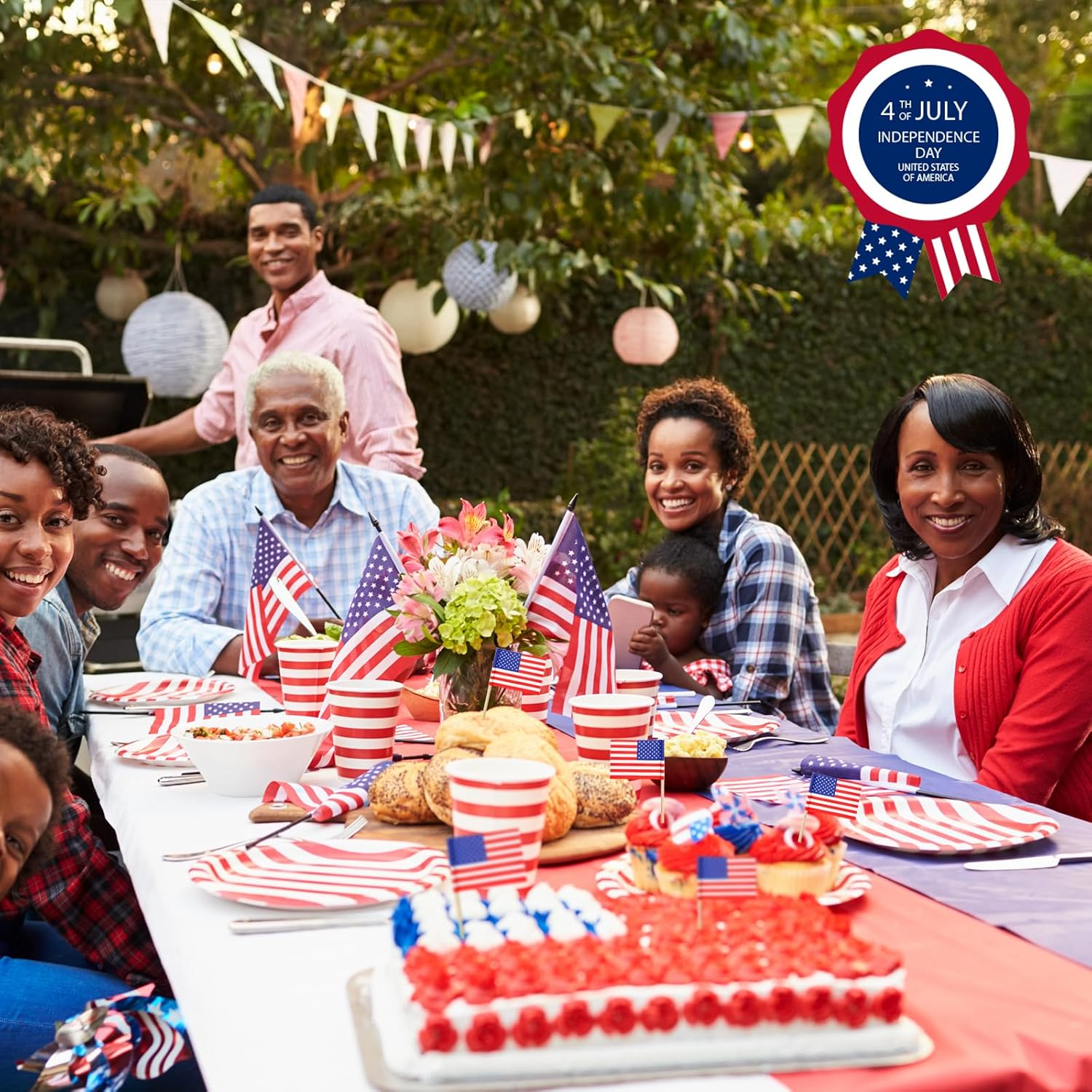 4Th of July American Toothpick Flag,50Pcs Cupcake Toppers,Independence Day Patriotic Cake Decorations,Memorial Day