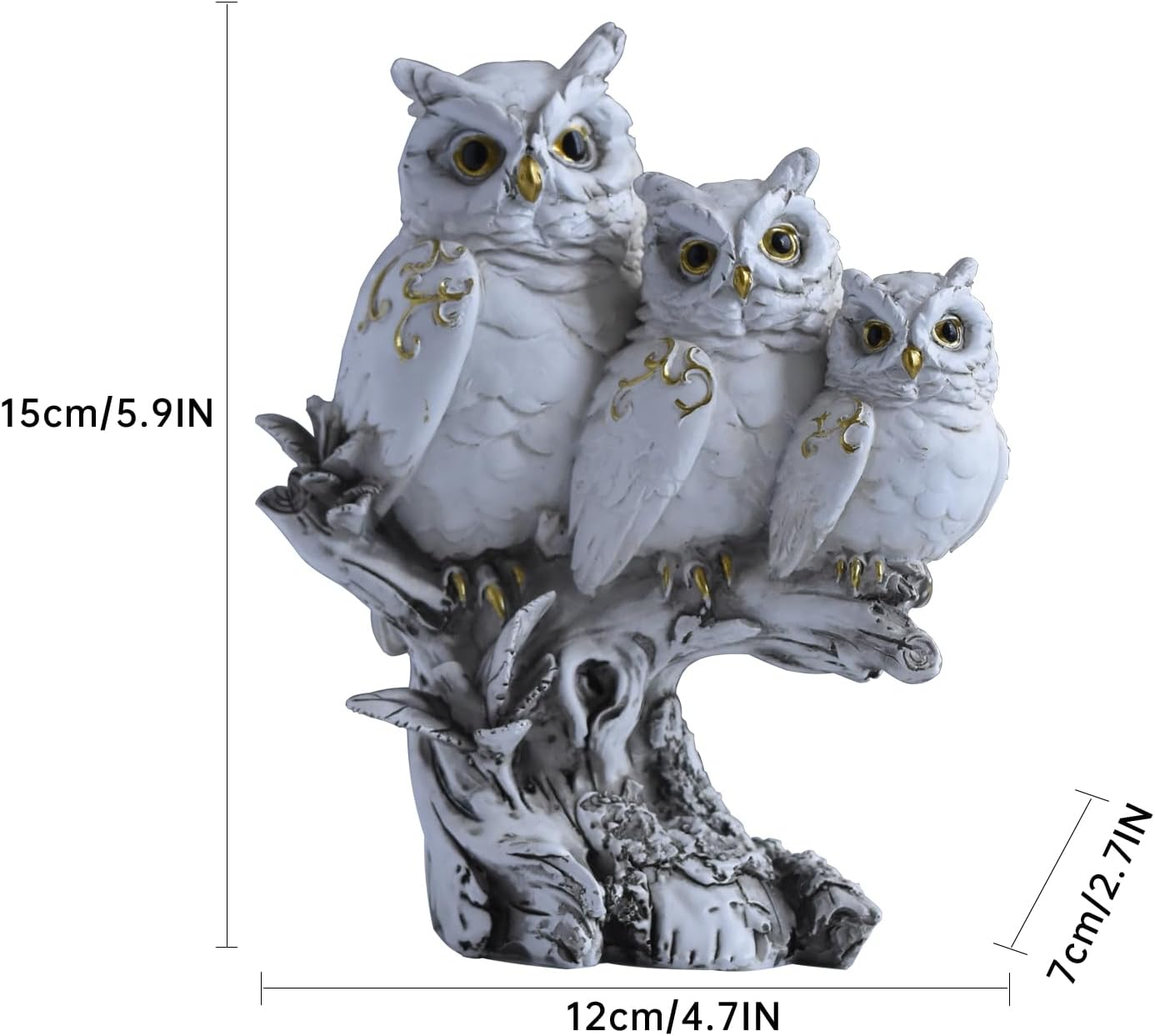 Owl Statue, Figurines Home Decor Accents Indoor Sculptures Small Decorative Objects Animal Sculptures for Bird Lovers Shelves Tv Cabinet Living Room (White)