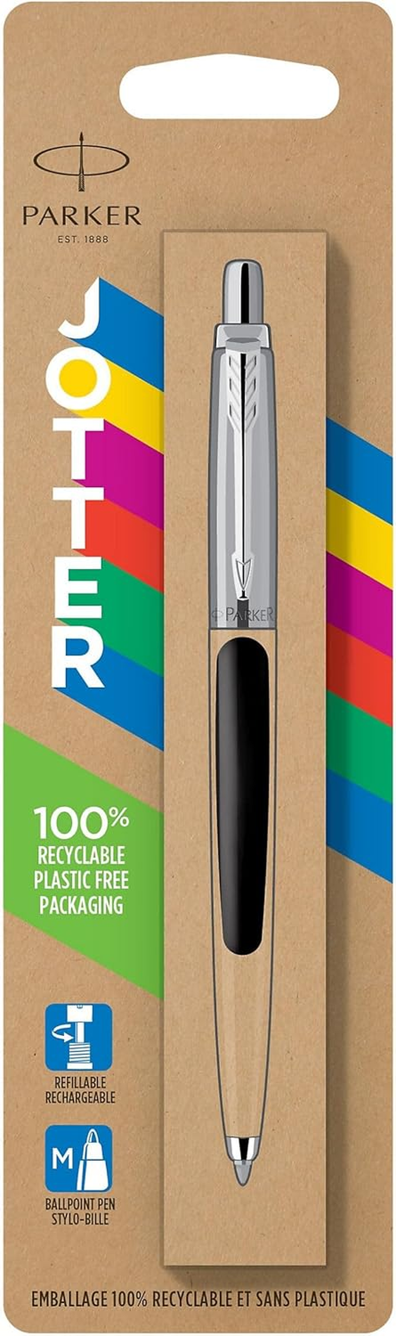 Parker Jotter Originals Ballpoint Pen, Classic Black Finish, Medium Point, Blue Ink, 1 Count - Classic Black image number 6