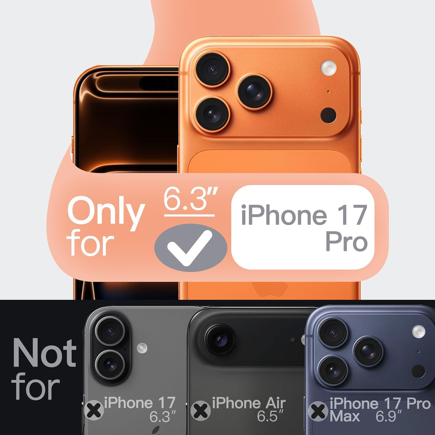 Jetech Magnetic Silicone Case for Iphone 17 Pro 6.3-Inch, Compatible with Magsafe, Silky Soft Touch, Shock Absorbing Phone Cover with Camera Lens Protection (Orange) - Dark Blue image number 7