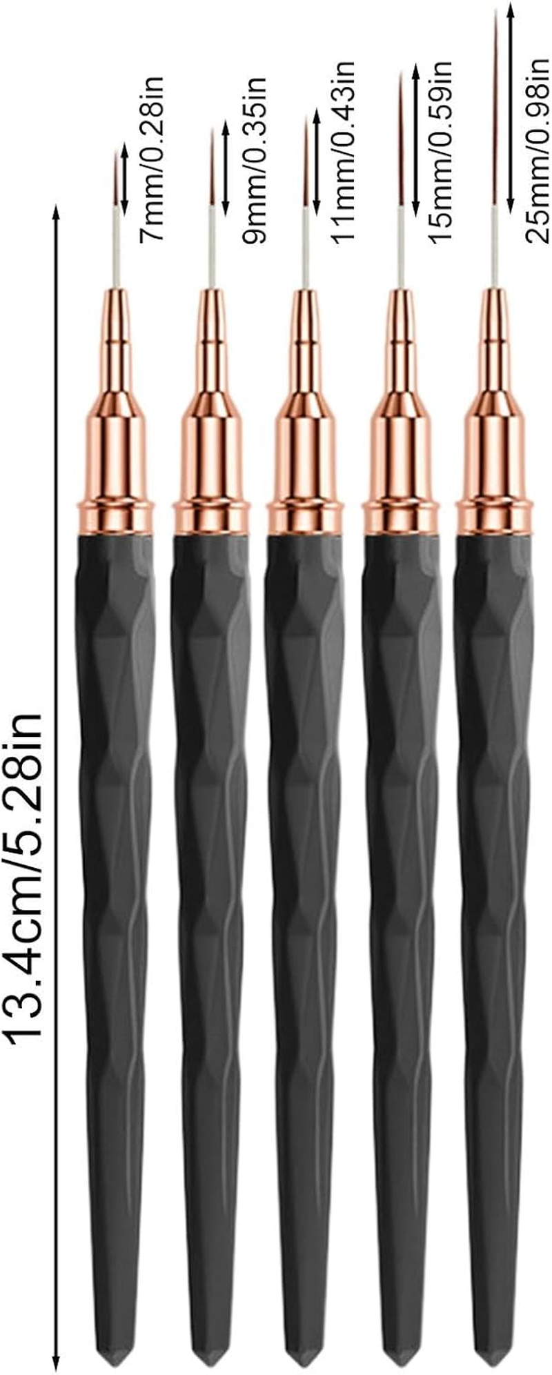 Vgvgaj Nail Liner Brushes, Fine Tip Liner Brush for Nails | Sizes 7/9/11/15/25Mm UV Gel Polish Painting Nail Design Tools for Long Lines, Thin Details, Fine Drawing image number 6